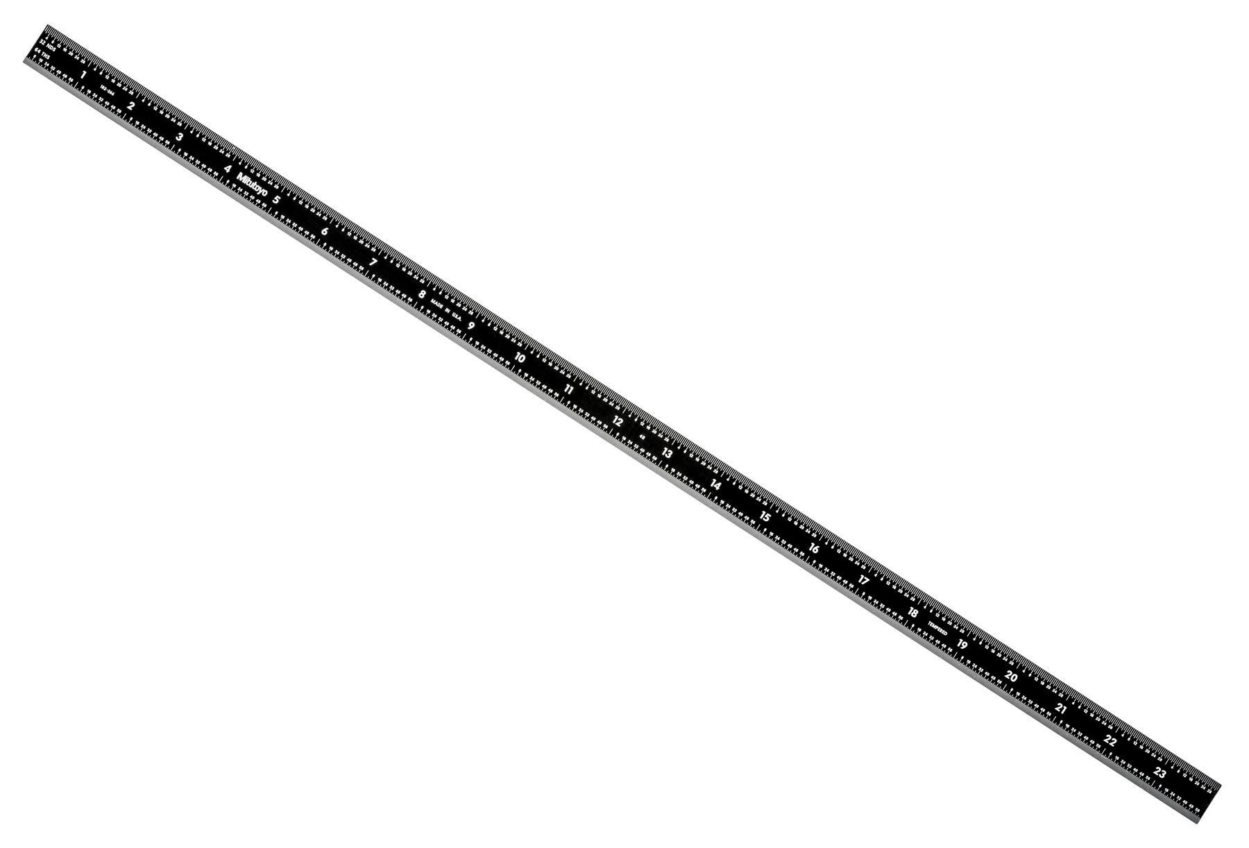 Mitutoyo, 182-266, Steel rule, 24 inch, 4R,  Flexible, Black Chrome Finish tempered Stainless Steel, (1/8, 1/16, 1/32, 1/64), width 3/4 inch