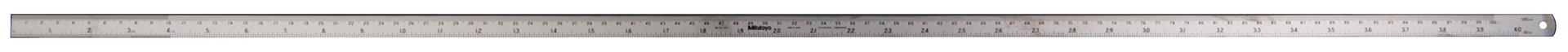 Mitutoyo, 182-309, 40 In, 1000mm Steel Rule, 5/8 In  Wide, One-side, Semi-flexible, Satin Chrome Finish Tempered Stainless Steel, (1/16, 1/32, 1/64, 1mm, 0.5mm)