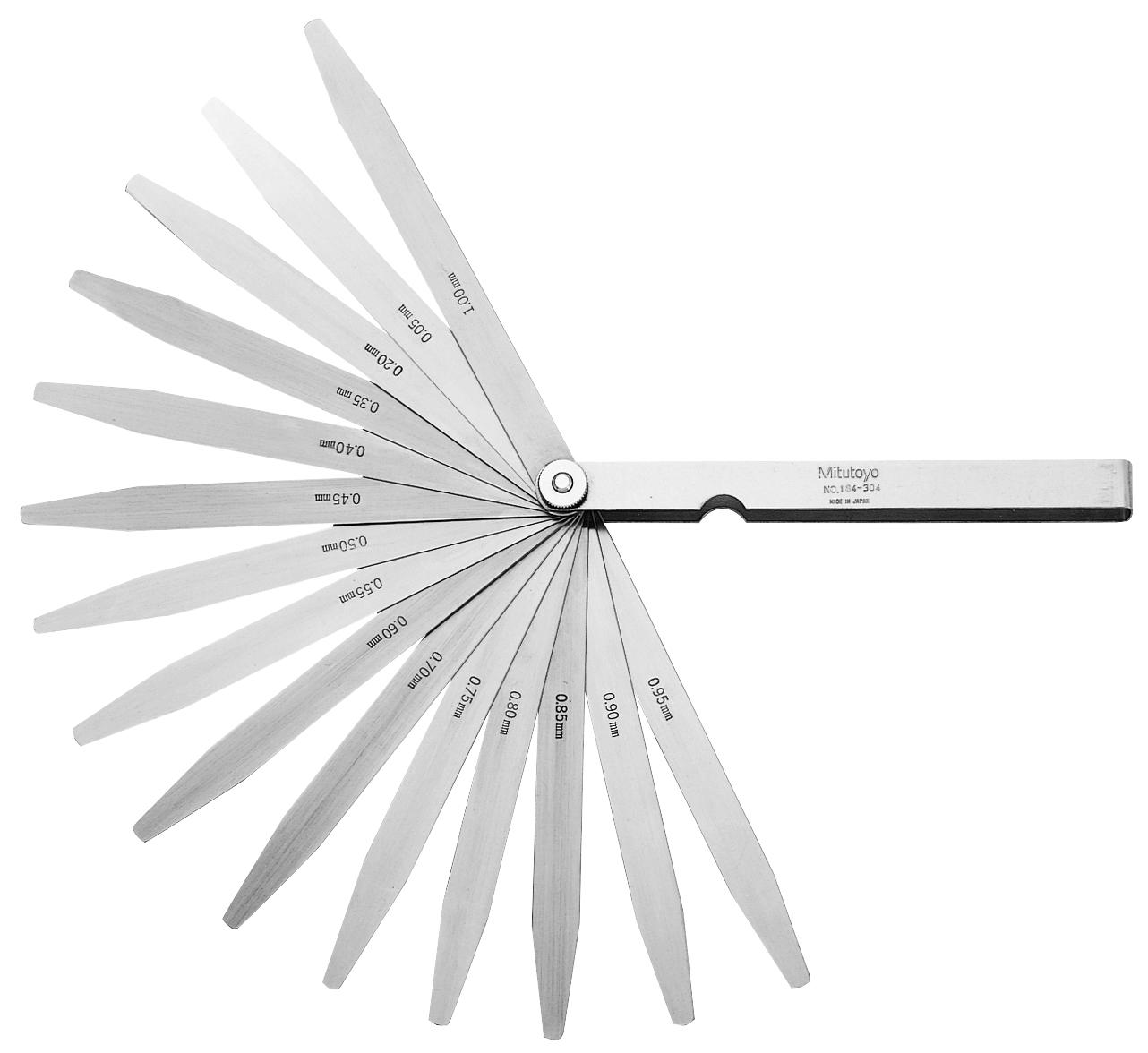 Mitutoyo, 184-304S, 0.05-1mm, 150mm Length, Thickness Gage Set, 20 Leaves (0.05-1mm by 0.05mm)