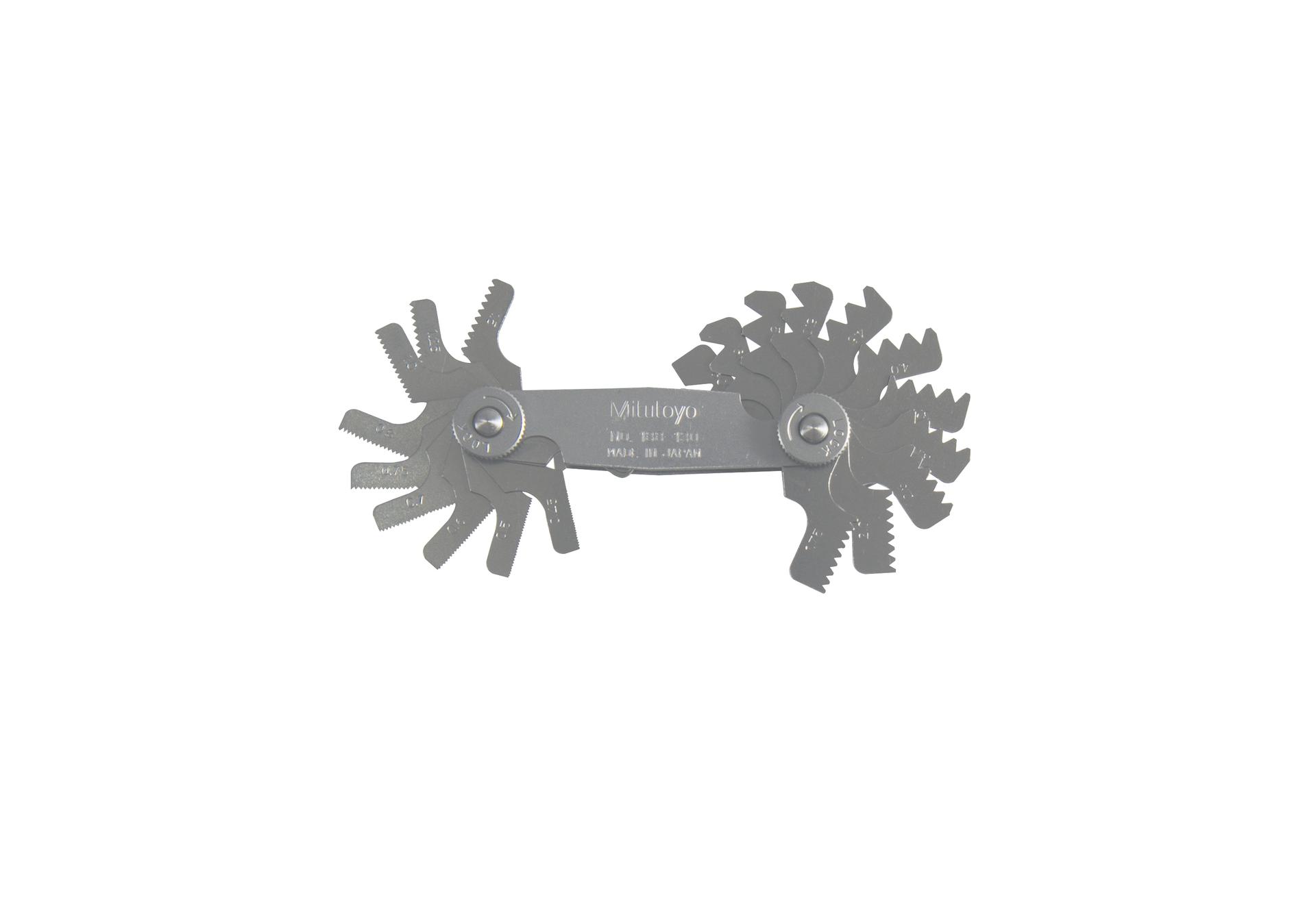 Mitutoyo, 188-130, 0.35-6mm, 60 Degrees, Screw Pitch Gage Set, 22 Leaves (0.35, 0.4, 0.45, 0.5, 0.6, 0.7, 0.75, 0.8, 1, 1.25, 1.5, 1.75, 2-6 by 0.5mm) (60 Degree Angle Gage)