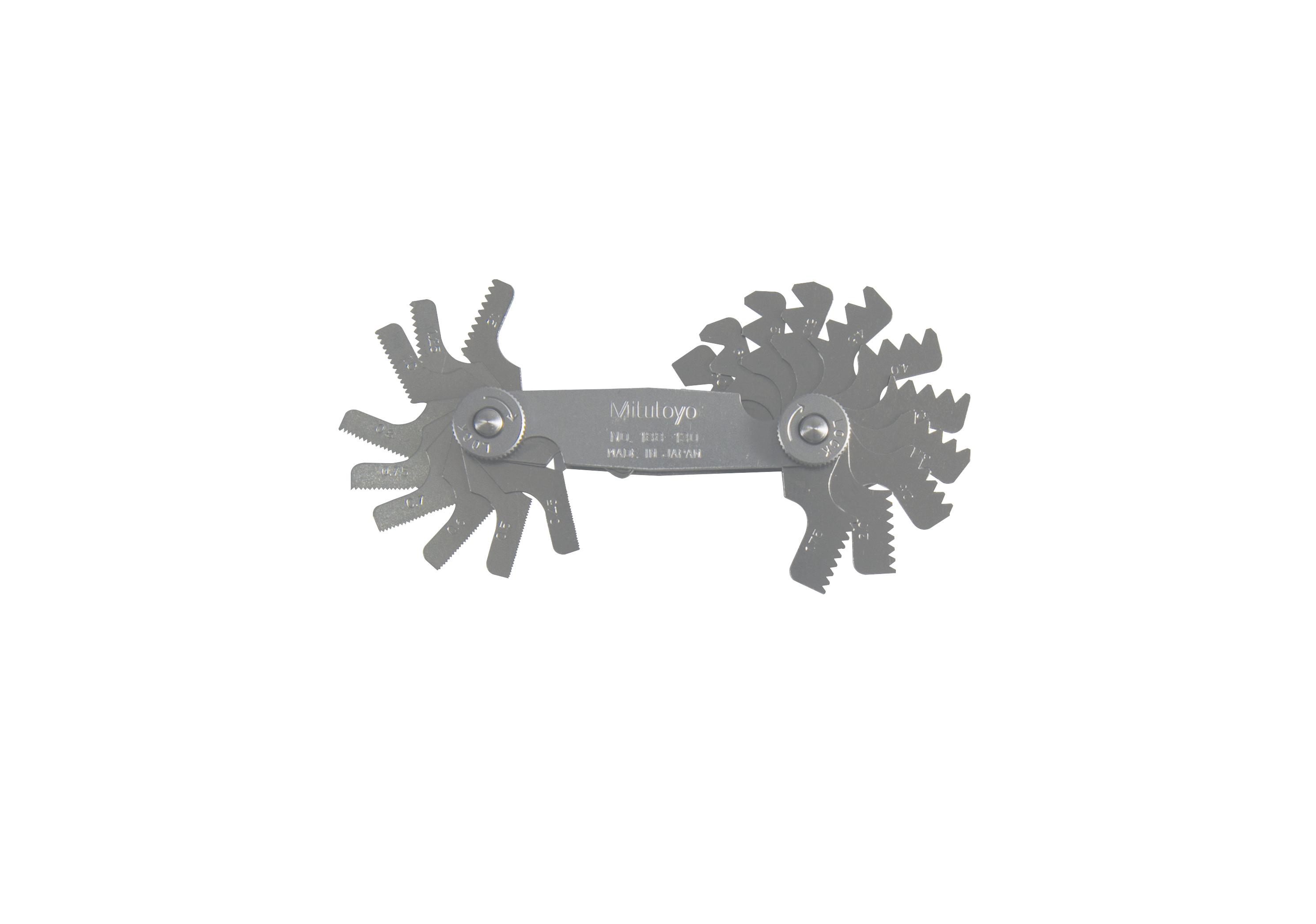 Mitutoyo, 188-130, 0.35-6mm, 60 Degrees, Screw Pitch Gage Set, 22 Leaves (0.35, 0.4, 0.45, 0.5, 0.6, 0.7, 0.75, 0.8, 1, 1.25, 1.5, 1.75, 2-6 by 0.5mm) (60 Degree Angle Gage)