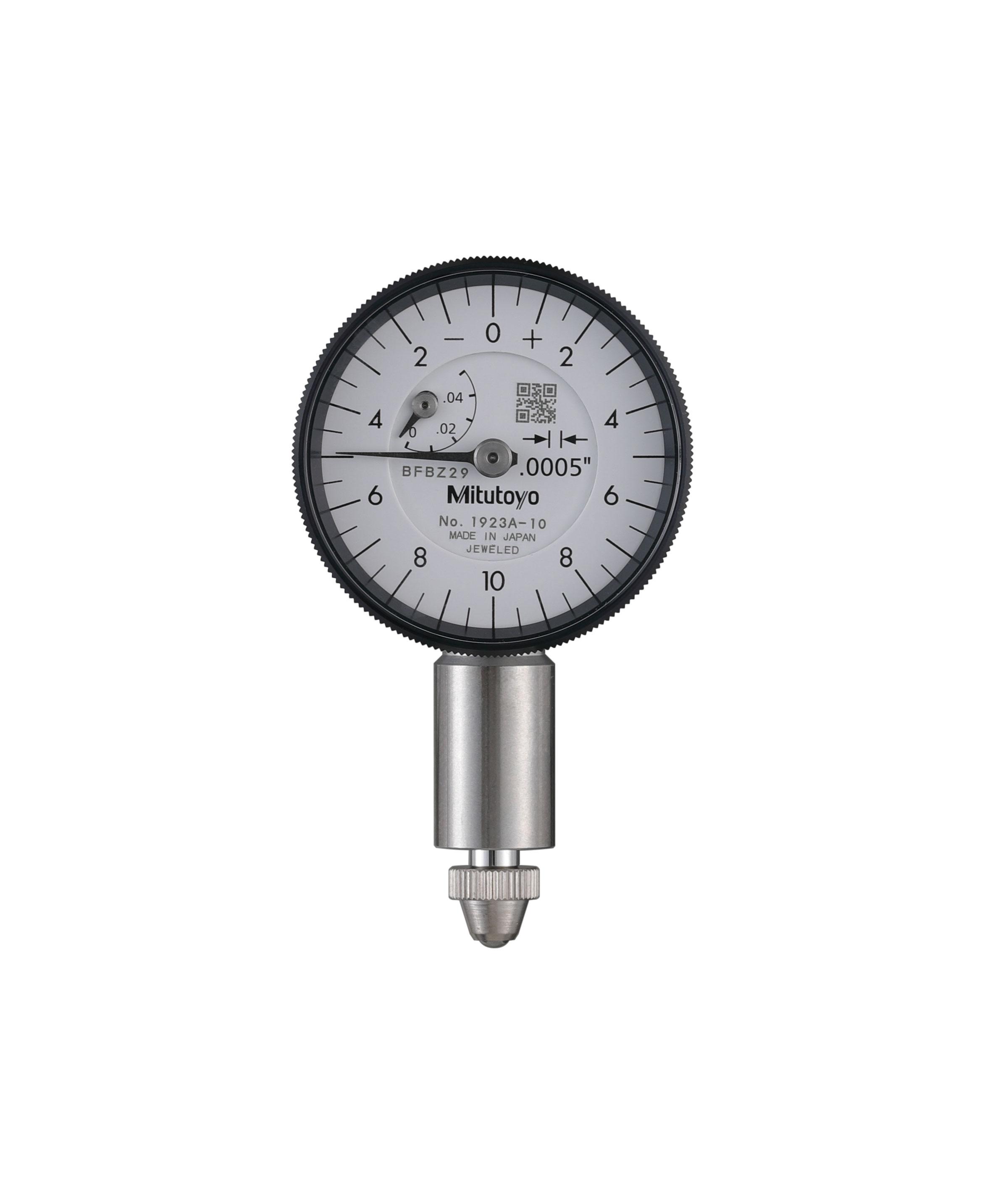 Mitutoyo, 1923A-10, .0005 In, .05 In/(.02 In per rev) Dial Indicator, 0-10-0, Lug Back, Series 0, 3/8 In stem diameter, Jeweled