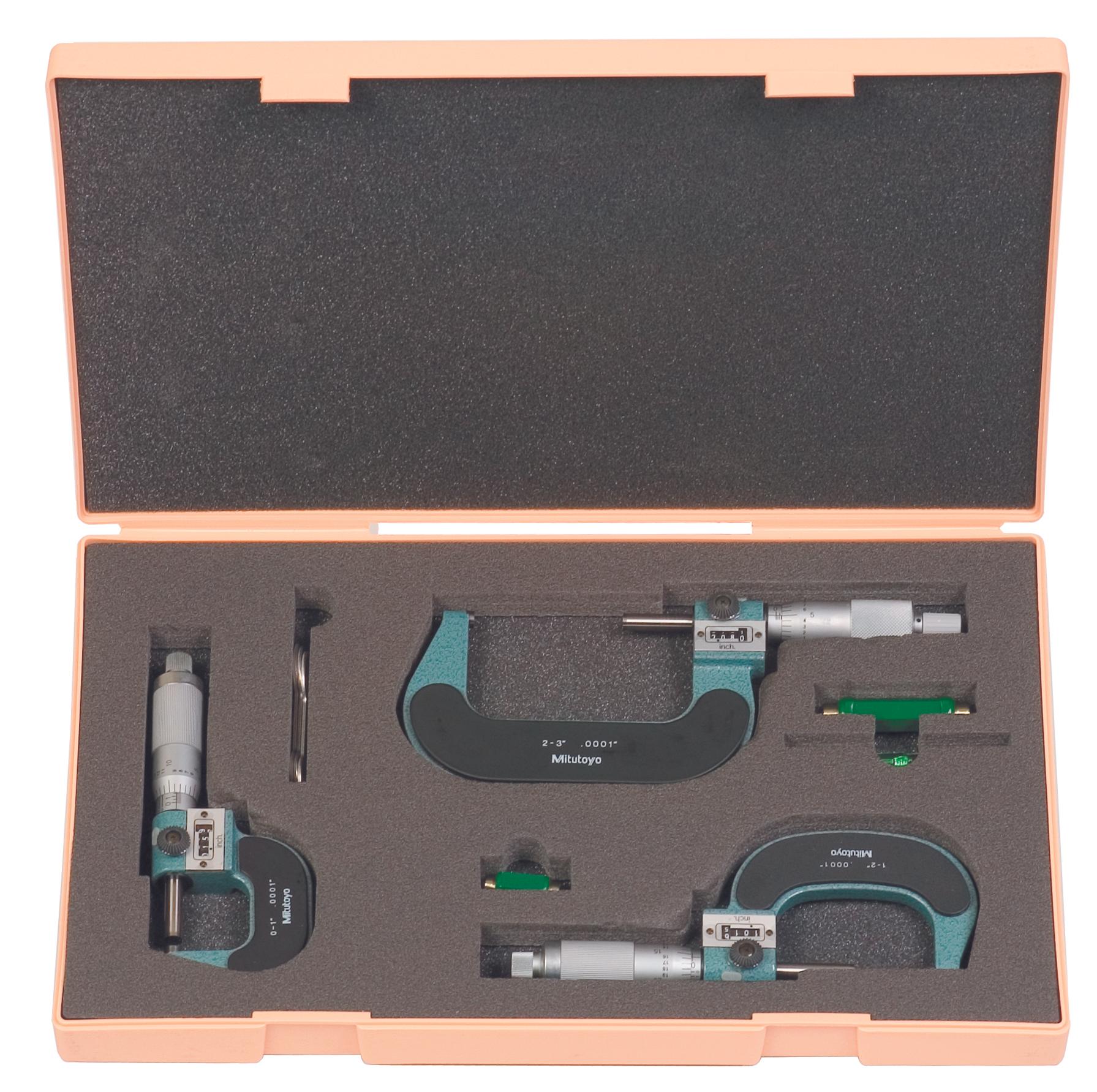 Mitutoyo, 193-923, 0-3 In DIGITAL OUTSIDE MICROMETER 3PCS/SET