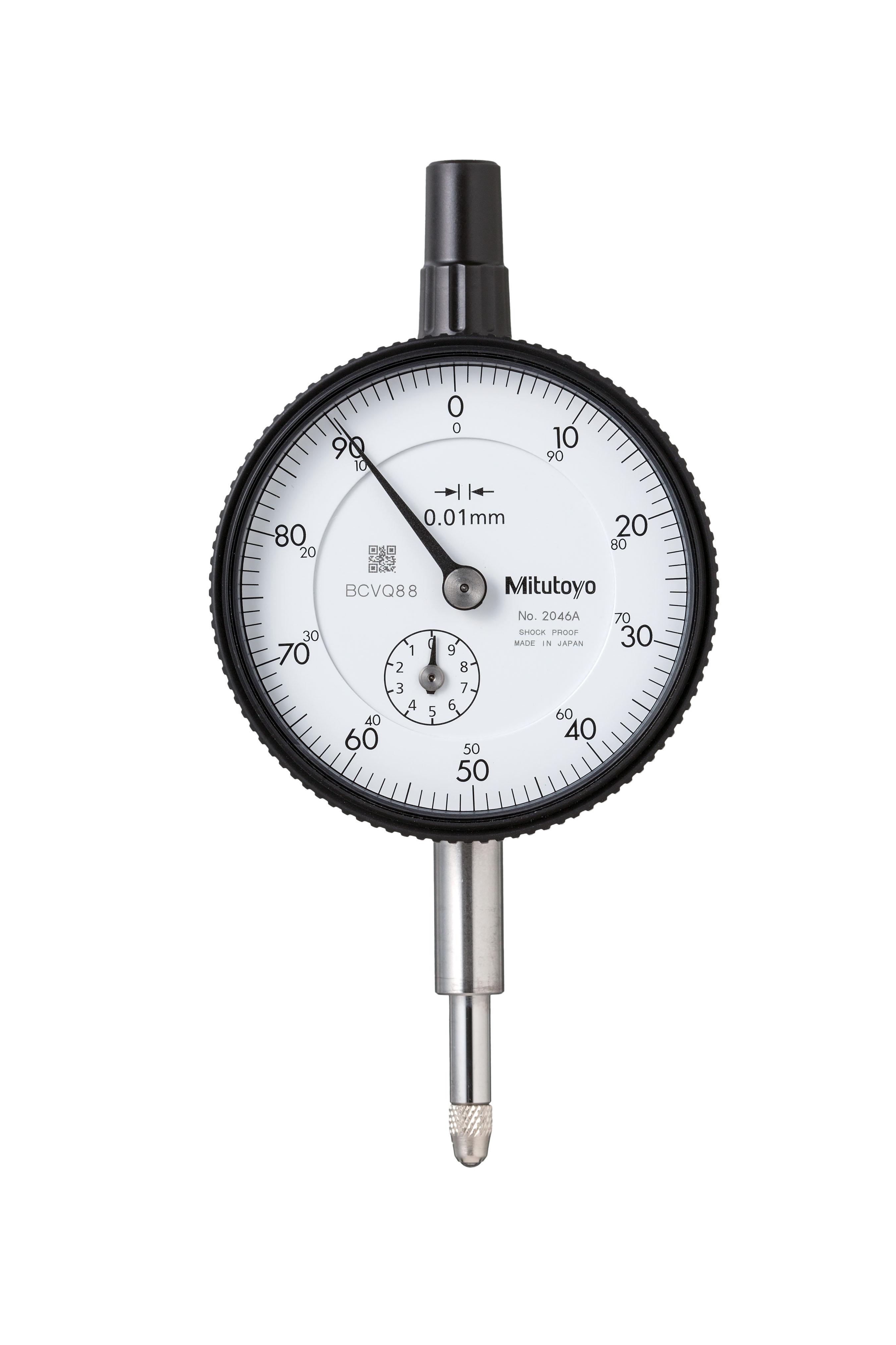 Mitutoyo, 2046A, 0.01mm, 10mm/(1mm per rev) Dial Indicator, 0-100, Lug Back, 8mm stem, Series 2