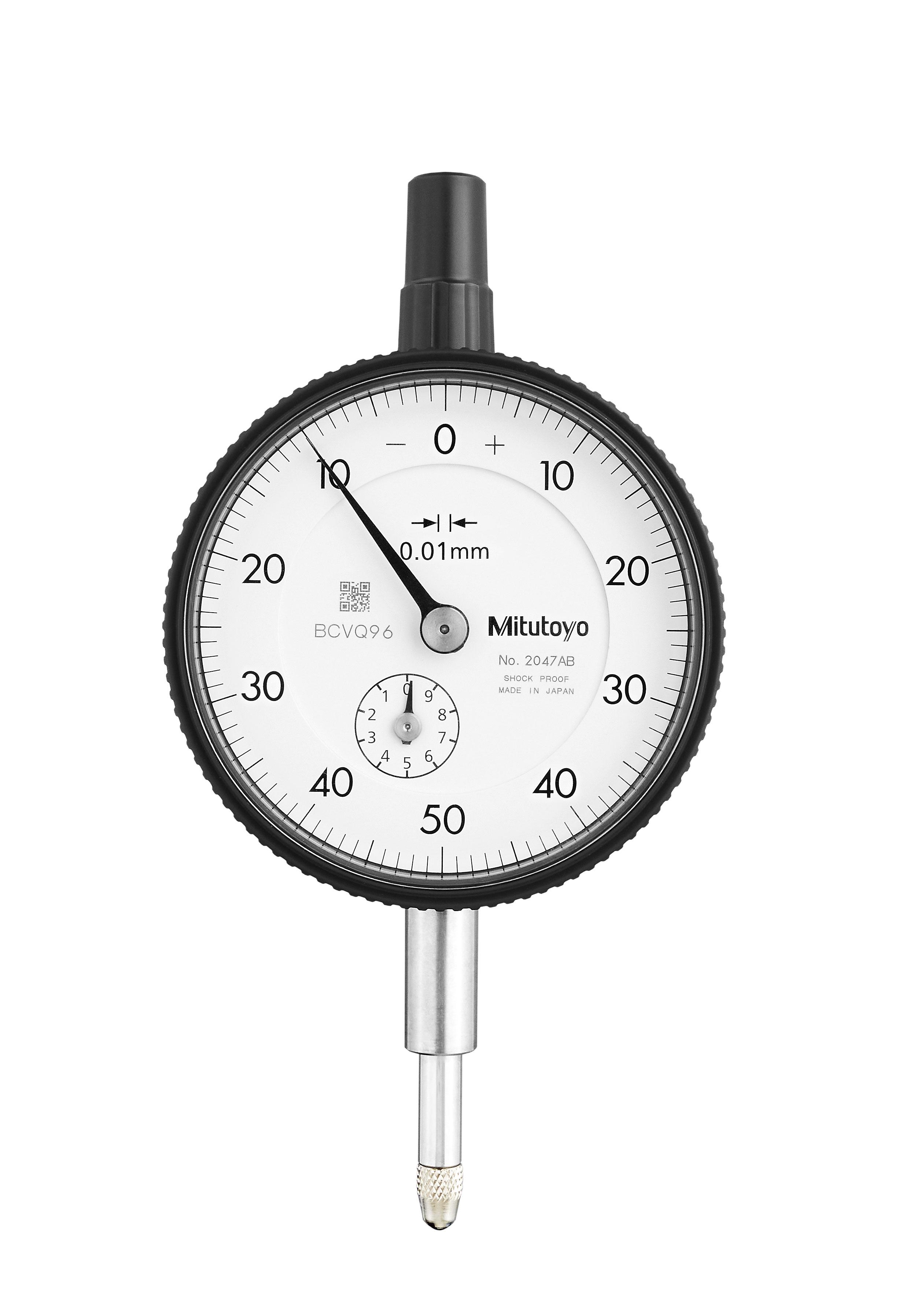 Mitutoyo, 2047AB, 0.01mm, 10mm/(1mm per rev) Dial Indicator, 0-50-0, Flat Back, 8mm stem, Series 2