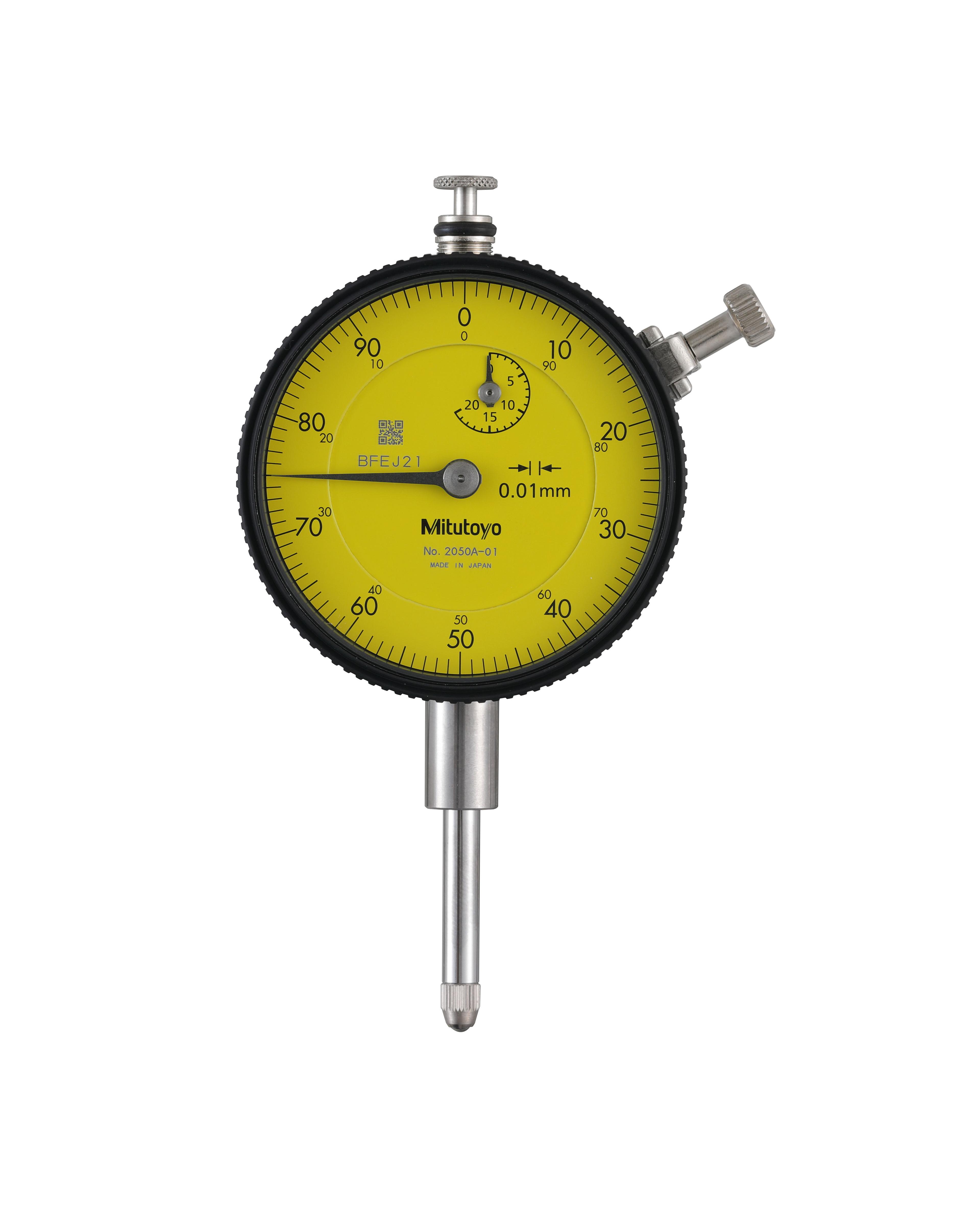 Mitutoyo, 2050A-01, 0.01mm, 20mm/(1mm per rev) Dial Indicator, 0-100, Lug Back, 3/8 In stem, Series 2