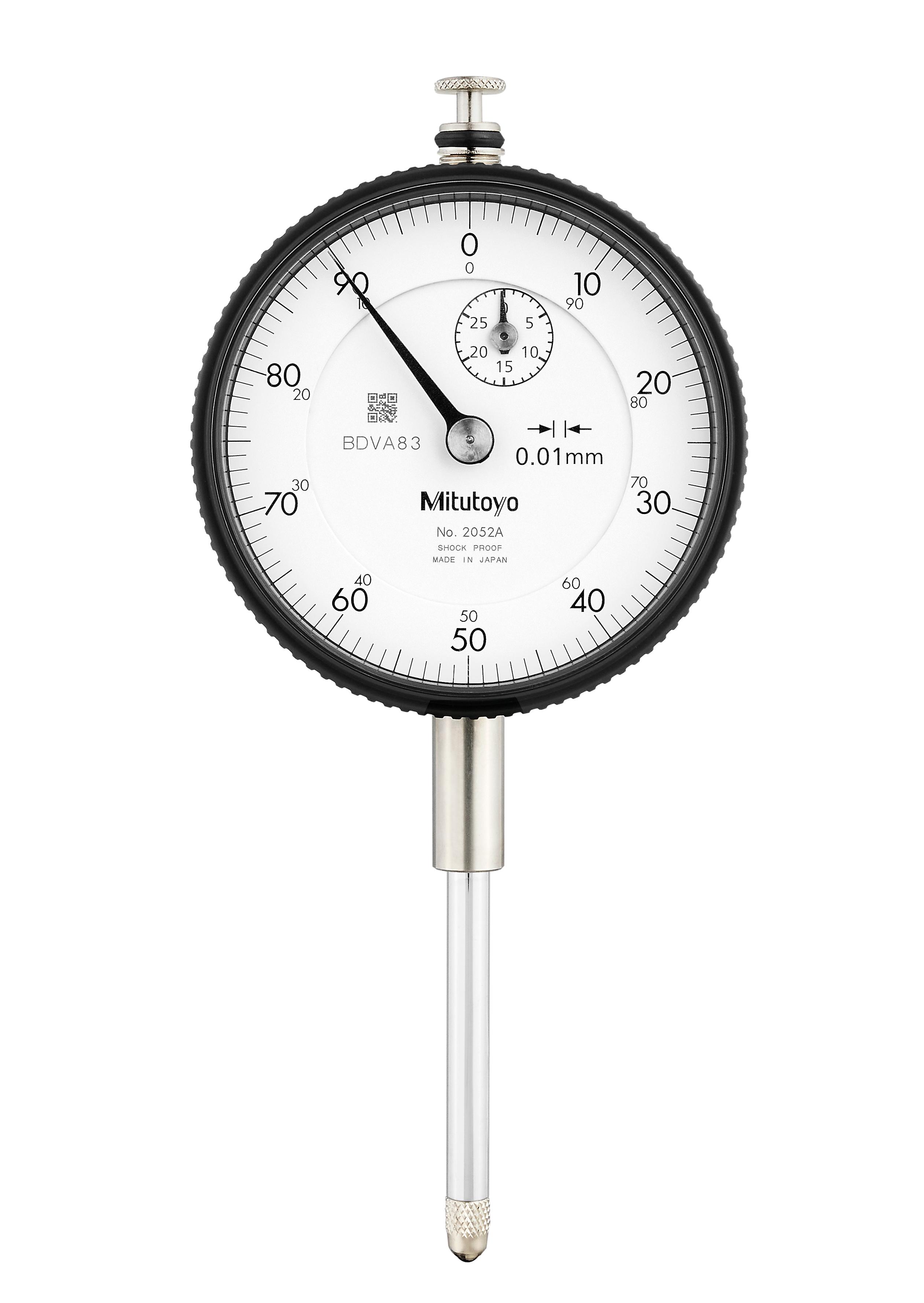 Mitutoyo, 2052A, 0.01mm, 30mm/(1mm per rev) Dial Indicator, 0-100, Lug Back, 8mm stem, Series 2, Damper