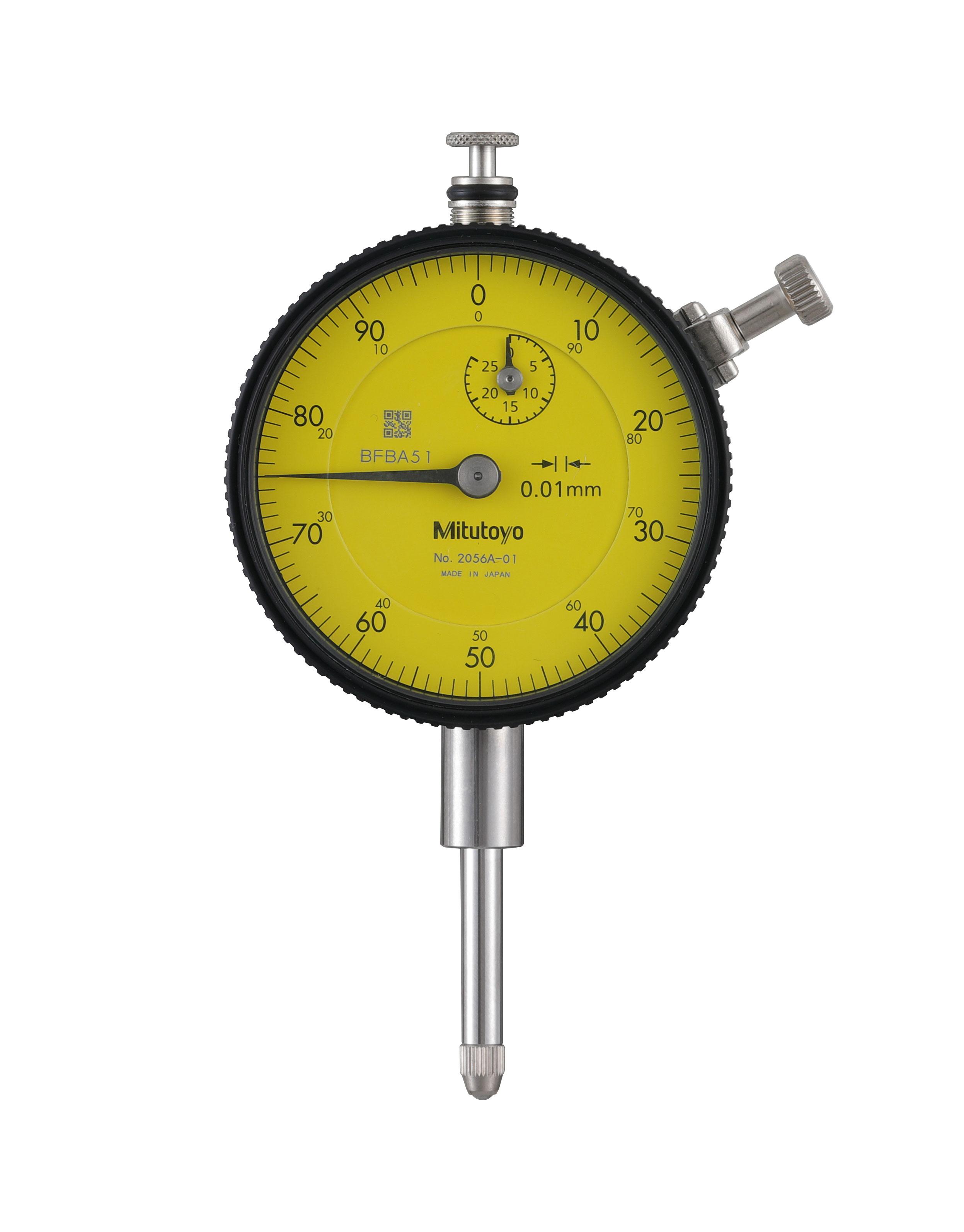 Mitutoyo, 2056A-01, 0.01mm,  25mm/(1mm per rev) Dial Indicator, 0-100, Lug Back, 3/8 In stem, Series 2