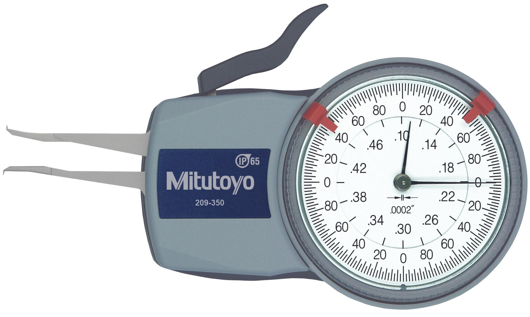 Mitutoyo, 209-350, Dial caliper gage, internal measurement, .10-.50 In measuring range, .0002 In grad, +/-.0008 In accuracy