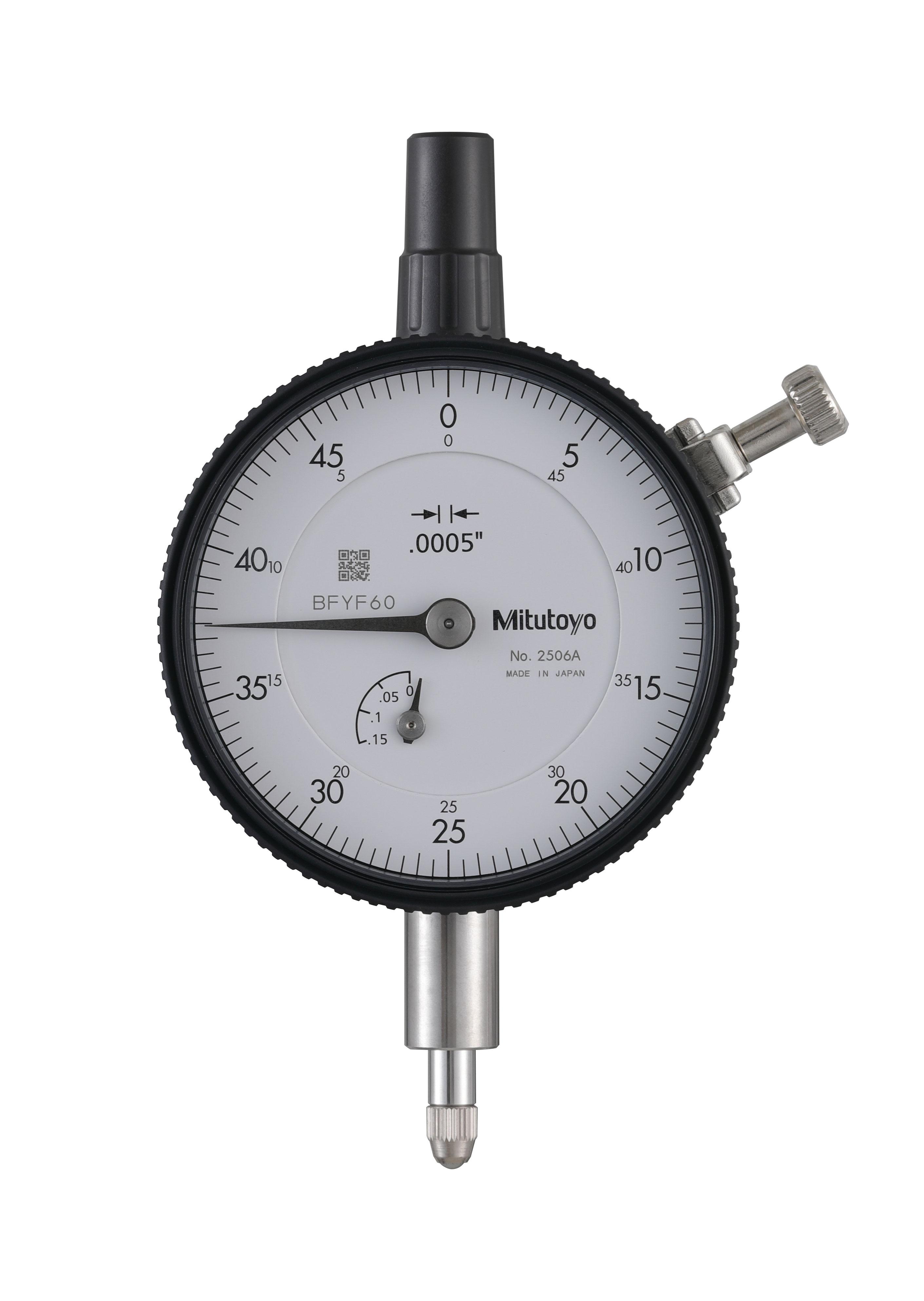Mitutoyo, 2506A, .0005 In, .125 In/(.05 In per rev), Dial Indicator, 0-50, Lug Back, 3/8 In stem, Series 2