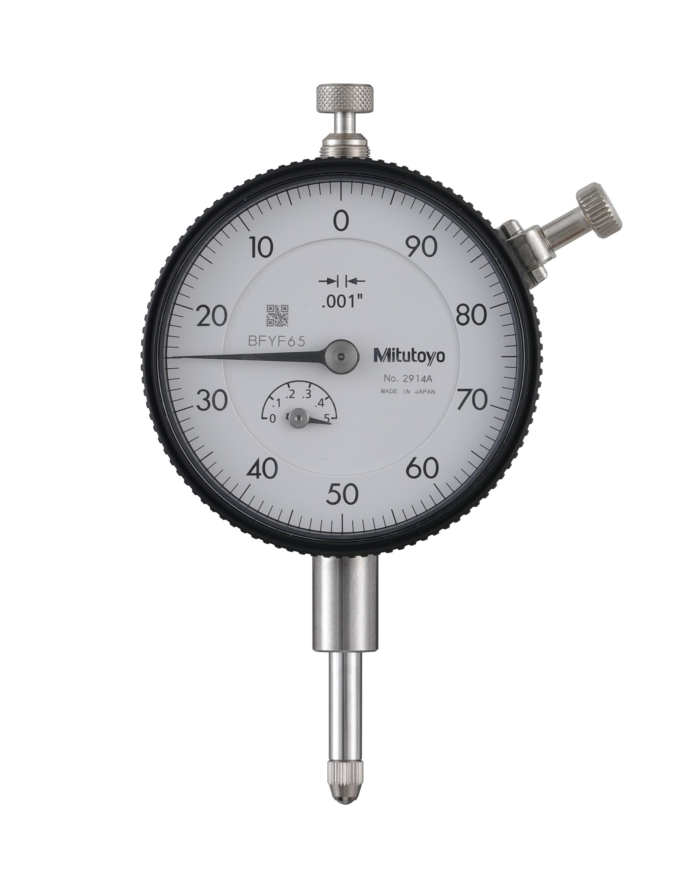 Mitutoyo, 2914A, .001 In, .5 In Dial Indicator, 100-0 Lug back, 3/8 In Stem Dia. Series 2,  .1 Rev