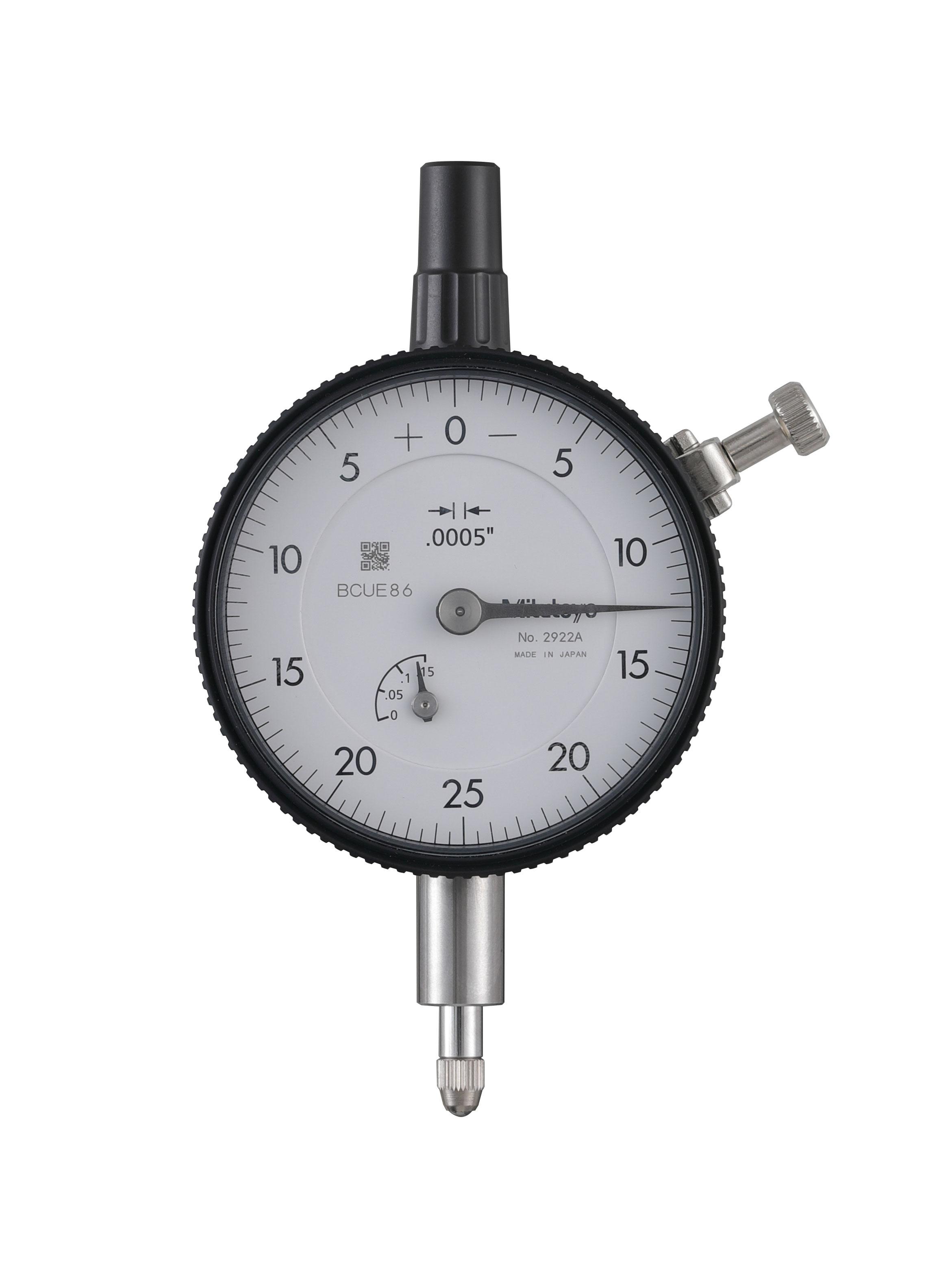 Mitutoyo, 2922A, .0005 In, .125 In/(.05 In per rev), Dial Indicator,0-25-0, Lug Back, 3/8 In stem, Series 2