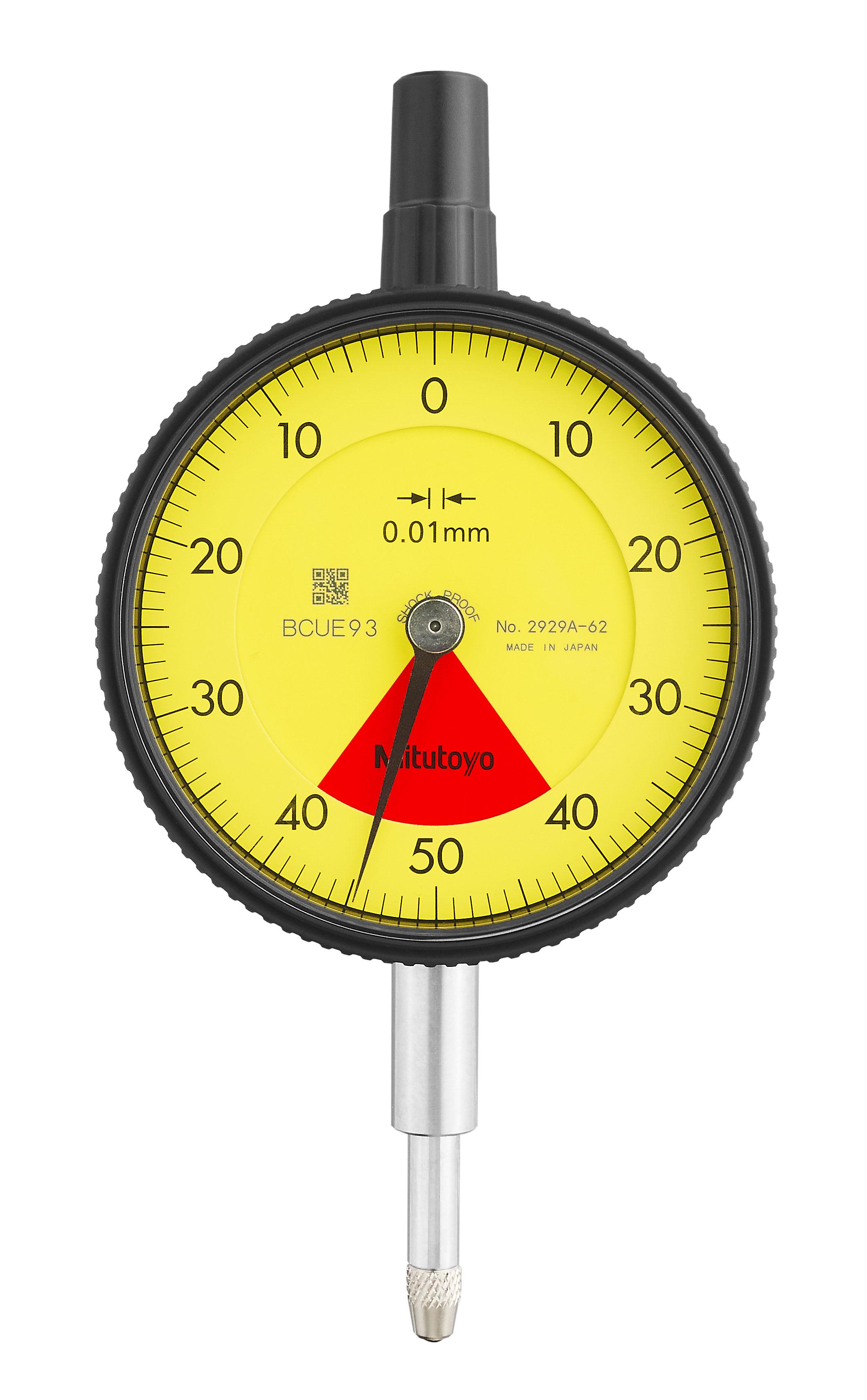 Mitutoyo, 2929A-62, 0.01mm,  0.8mm/1mm Dial Indicator, 40-0-40, Lug Back, Series 2, 8mm stem, One Rev, Shockproof, Dustproof