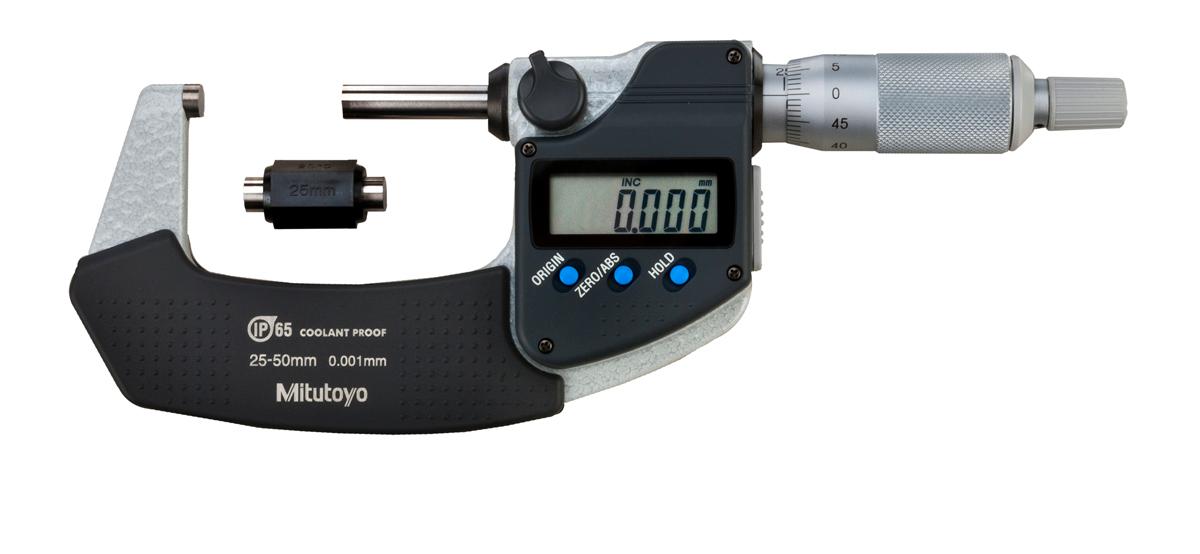 Mitutoyo, 293-231-30, 25-50mm, .001mm, IP65 Digimatic Outside Micrometer, With SPC Data Output, Ratchet Stop, With Standard