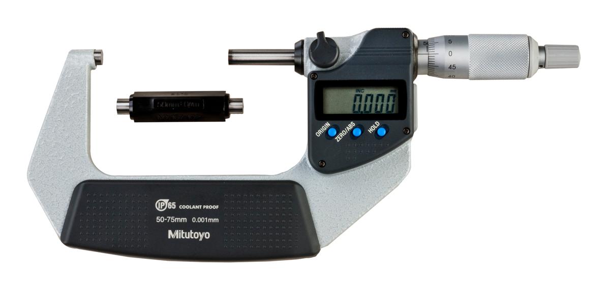 Mitutoyo, 293-232-30, 50-75mm, .001mm, IP65 Digimatic Outside Micrometer, With SPC Data Output, Ratchet Stop, With Standard