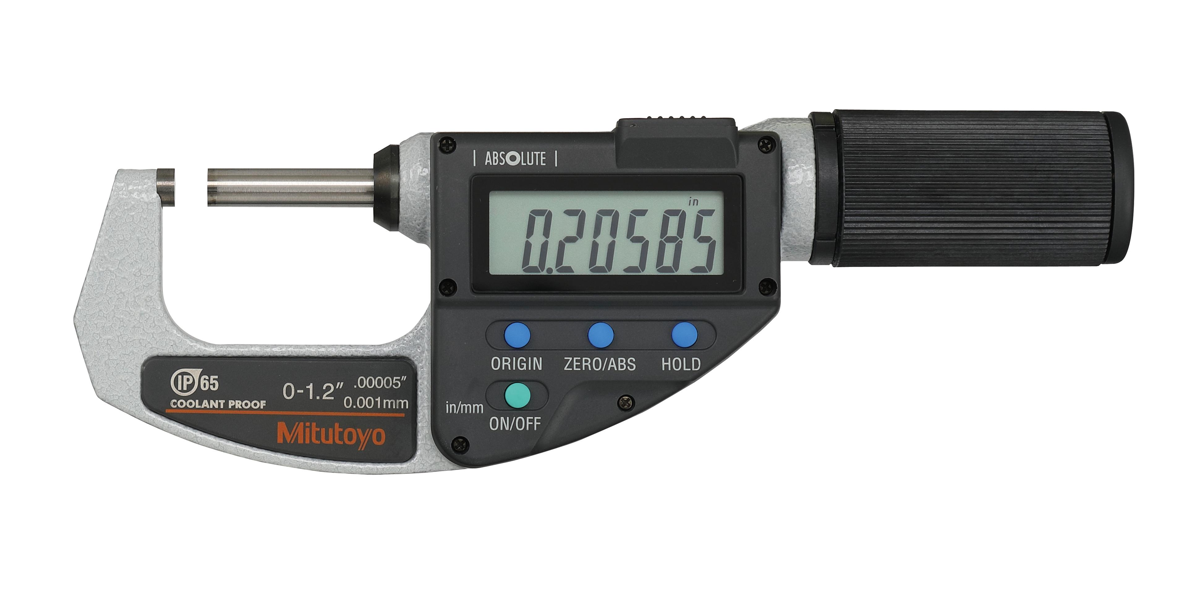 Mitutoyo, 293-676-20, Quickmike absolute digimatic micrometer, 0-1.2in/0-30.48mm range, .00005in/.001mm resolution, +/- .0001in accuracy