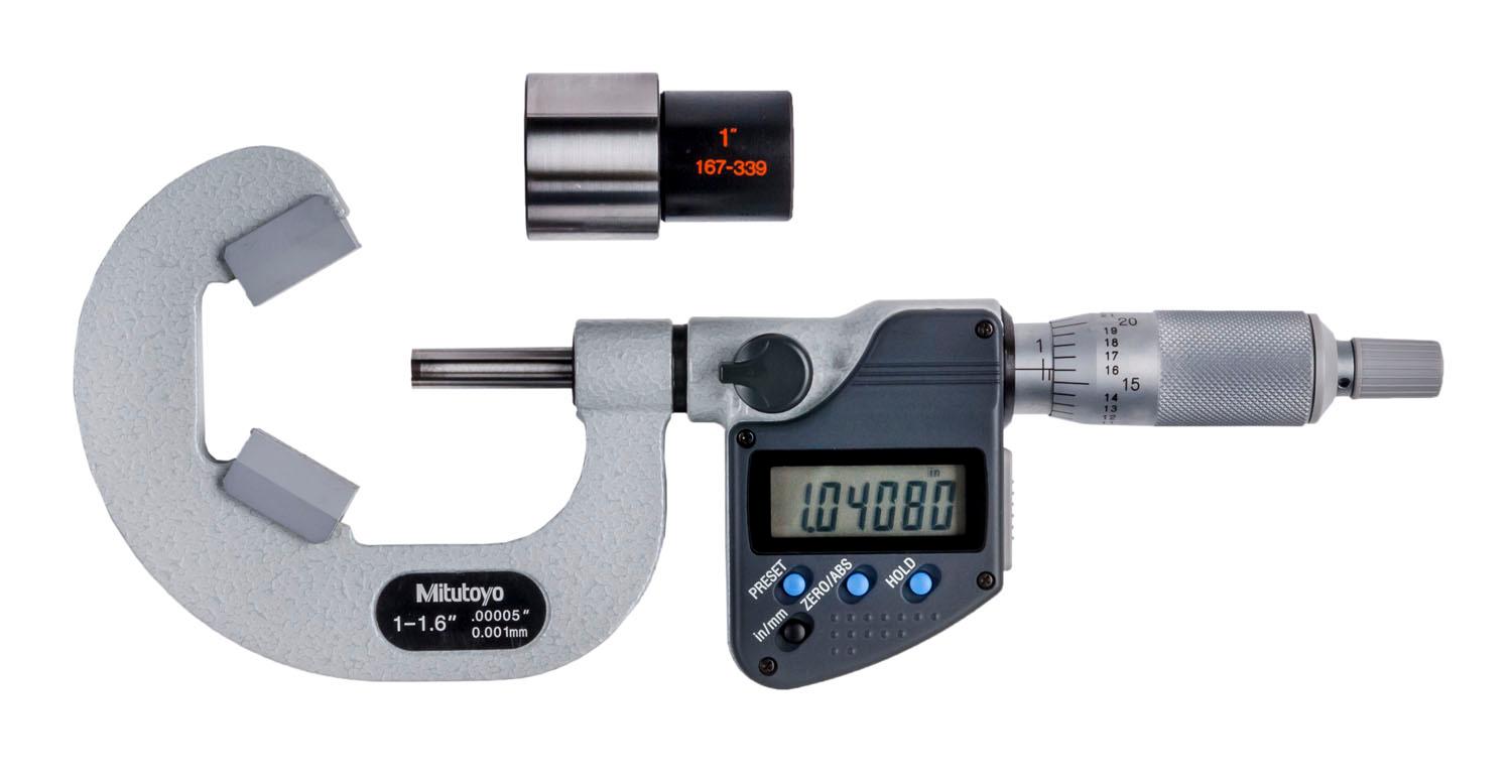 Mitutoyo, 314-353-30, MICROMETER, V-ANVIL, 3-FLUTE, 1-1.6 In, .00005 In/0.001MM