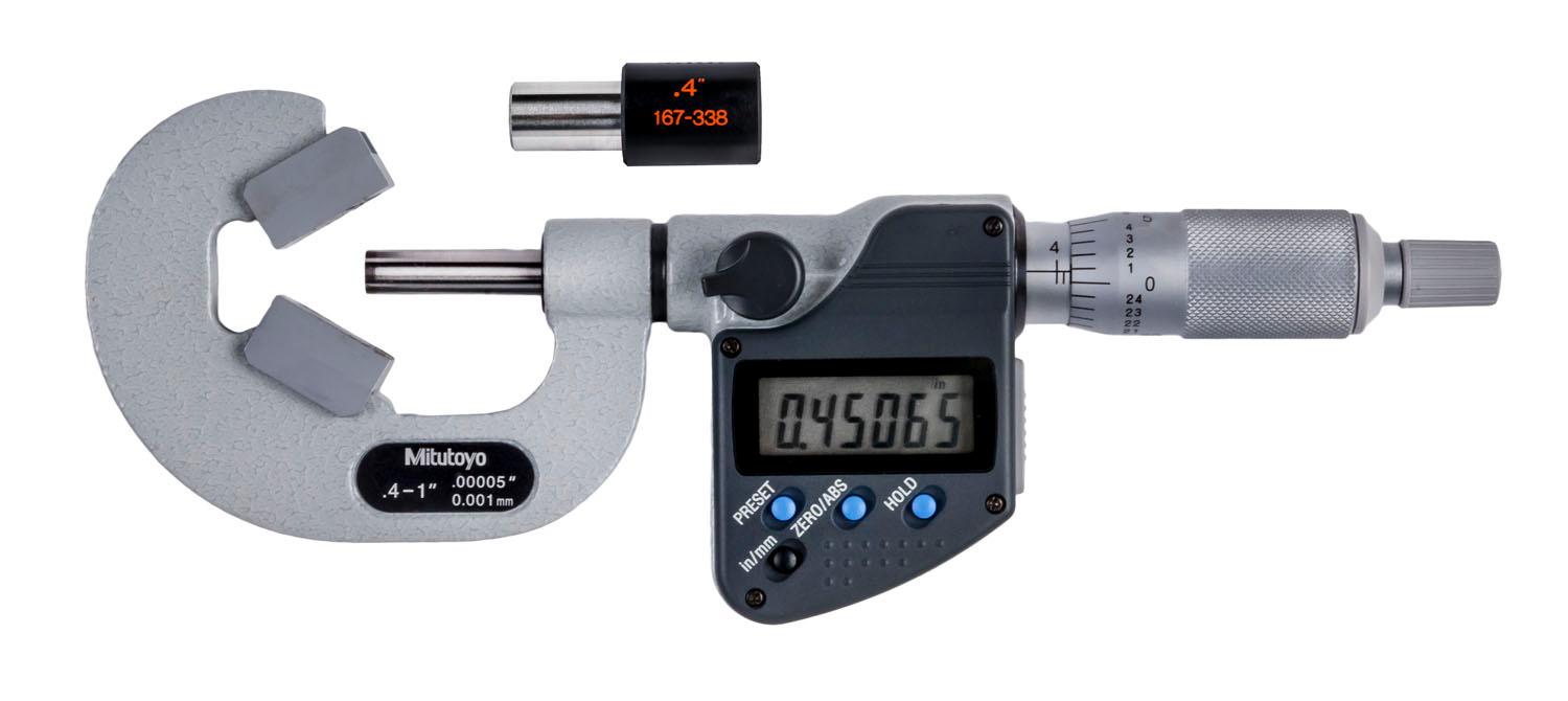 Mitutoyo, 314-362-30, MICROMETER, V-ANVIL, 3-FLUTE, .4-1 In, .00005 In/0.001MM