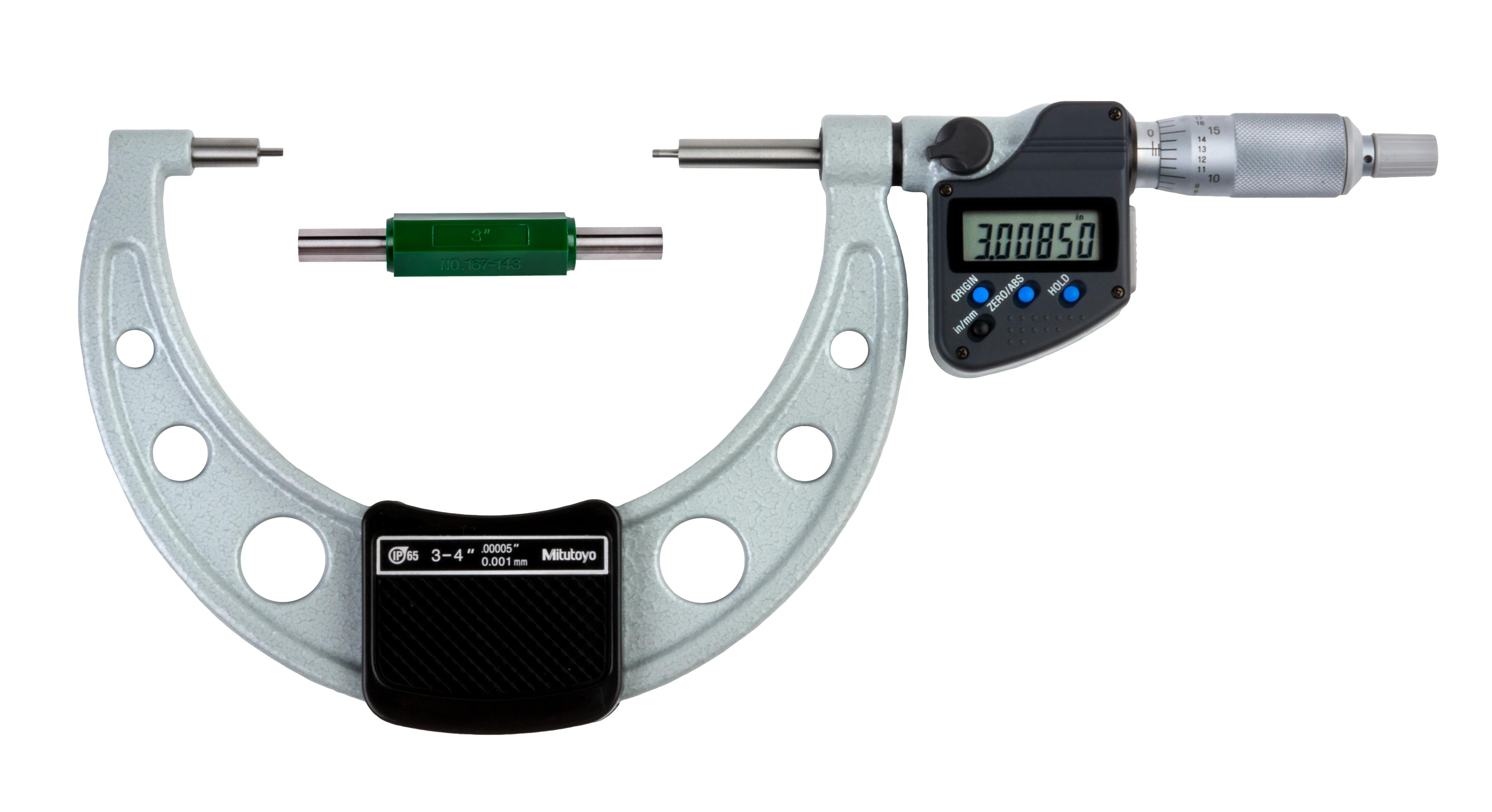 Mitutoyo, 331-364-30, MICROMETER, SPLINE, 5MM SPLINE, 3-4", .00005"/0.001MM, IP65