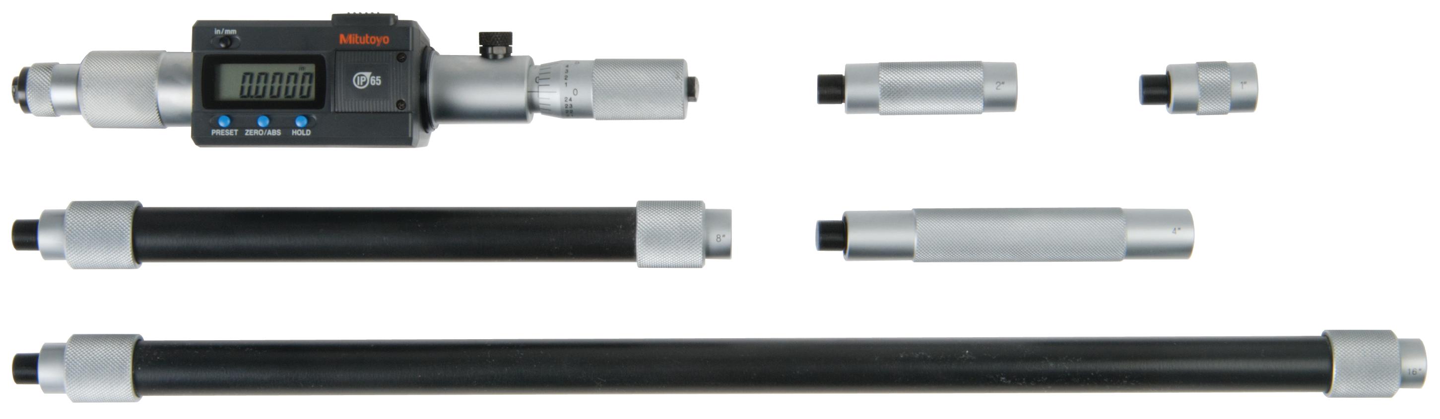 Mitutoyo, 339-303, DIGIMATIC TUBULAR INSIDE MICROMETER, EXTENSION PIPE TYPE IMJ  8-40 In/203.2-1016MM  MJ WITH 5 EXTENSION PIPES