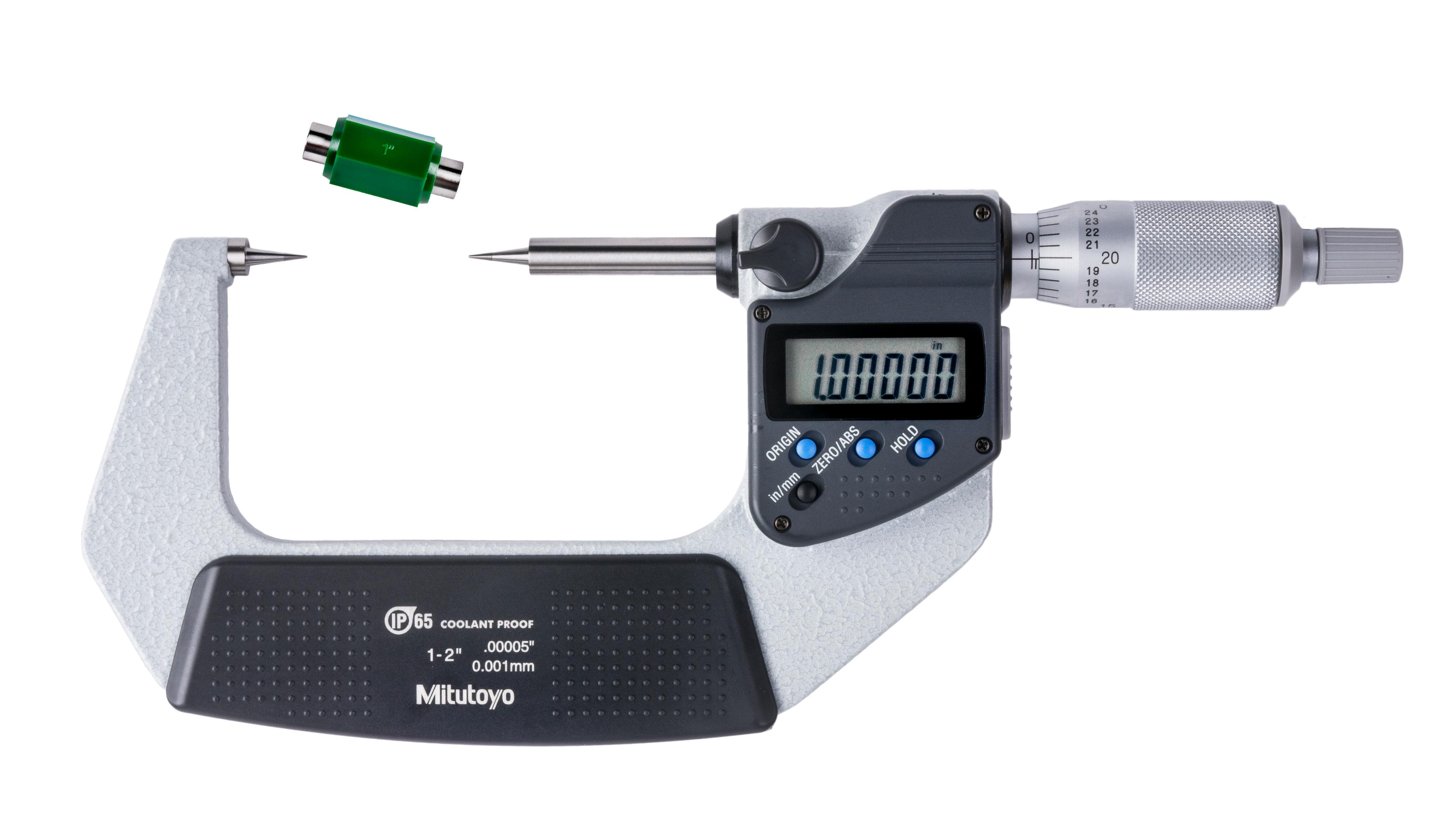 Mitutoyo, 342-352-30, MICROMETER, POINT, 15�, 1-2 In, .00005 In/0.001MM, IP65