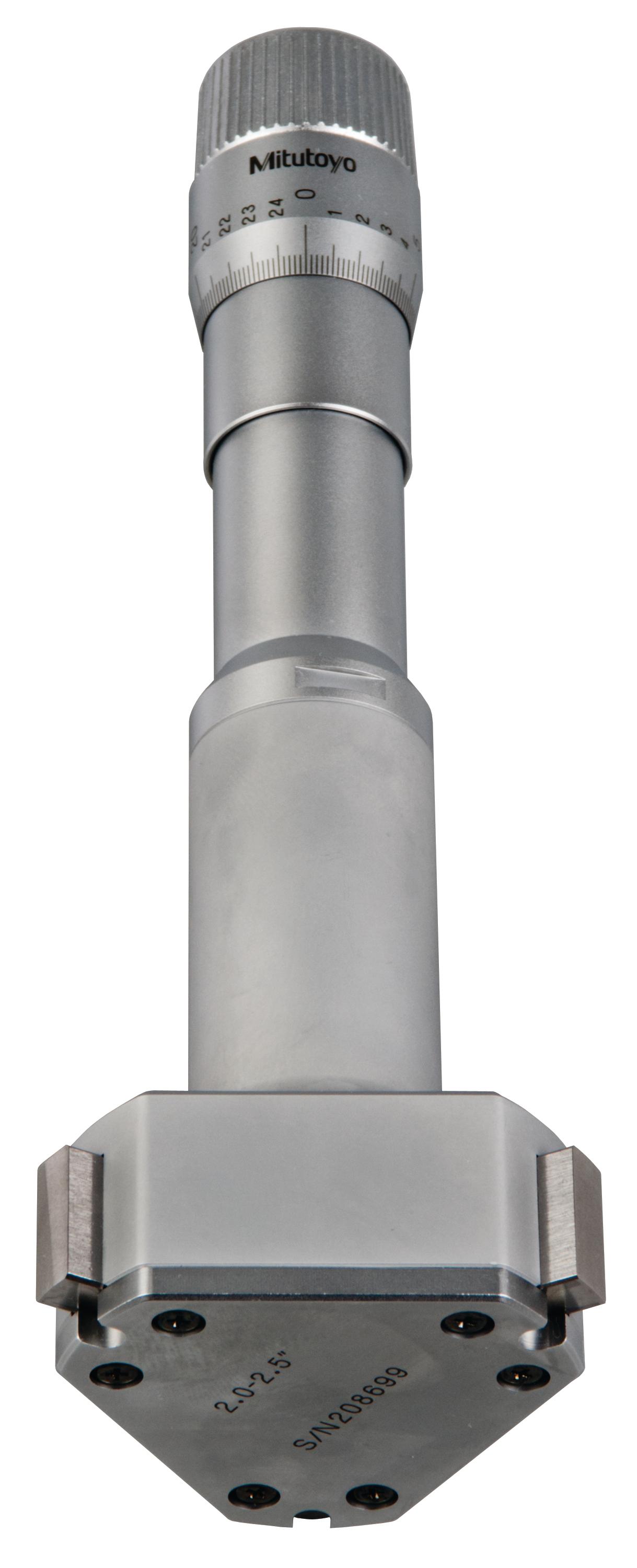 Mitutoyo, 368-870, 2-2.5 In, .0002 In, Holtest, Type II, Alloyed Steel Contact Points, Ratchet Stop