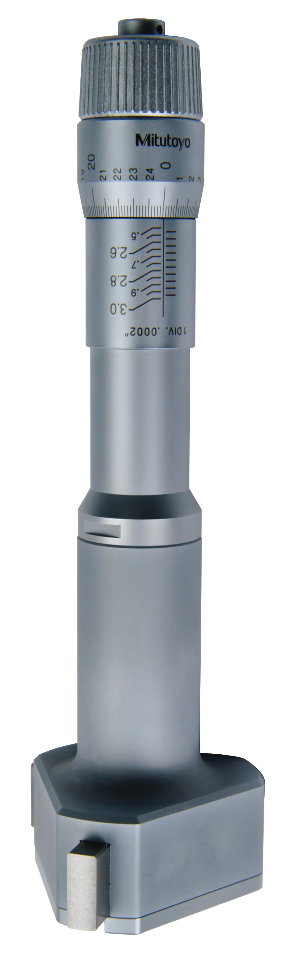 Mitutoyo, 368-871, 2.5-3 In, .0002 In, Holtest, Type II, Alloyed Steel Contact Points, Ratchet Stop