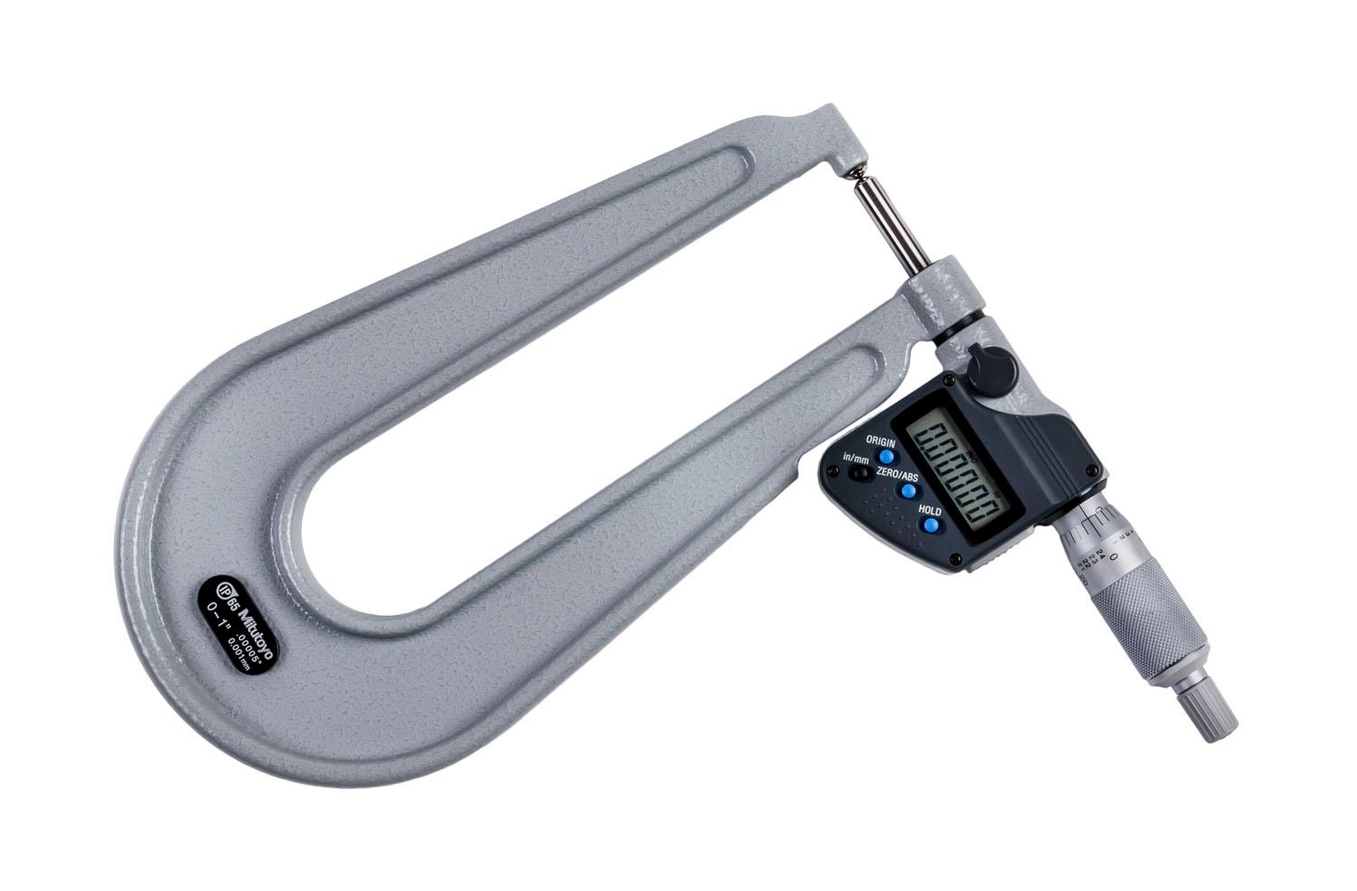Mitutoyo, 389-371-30, MICROMETER, SHEET METAL, S-S, 0-1 In, .00005 In/0.001MM, IP65