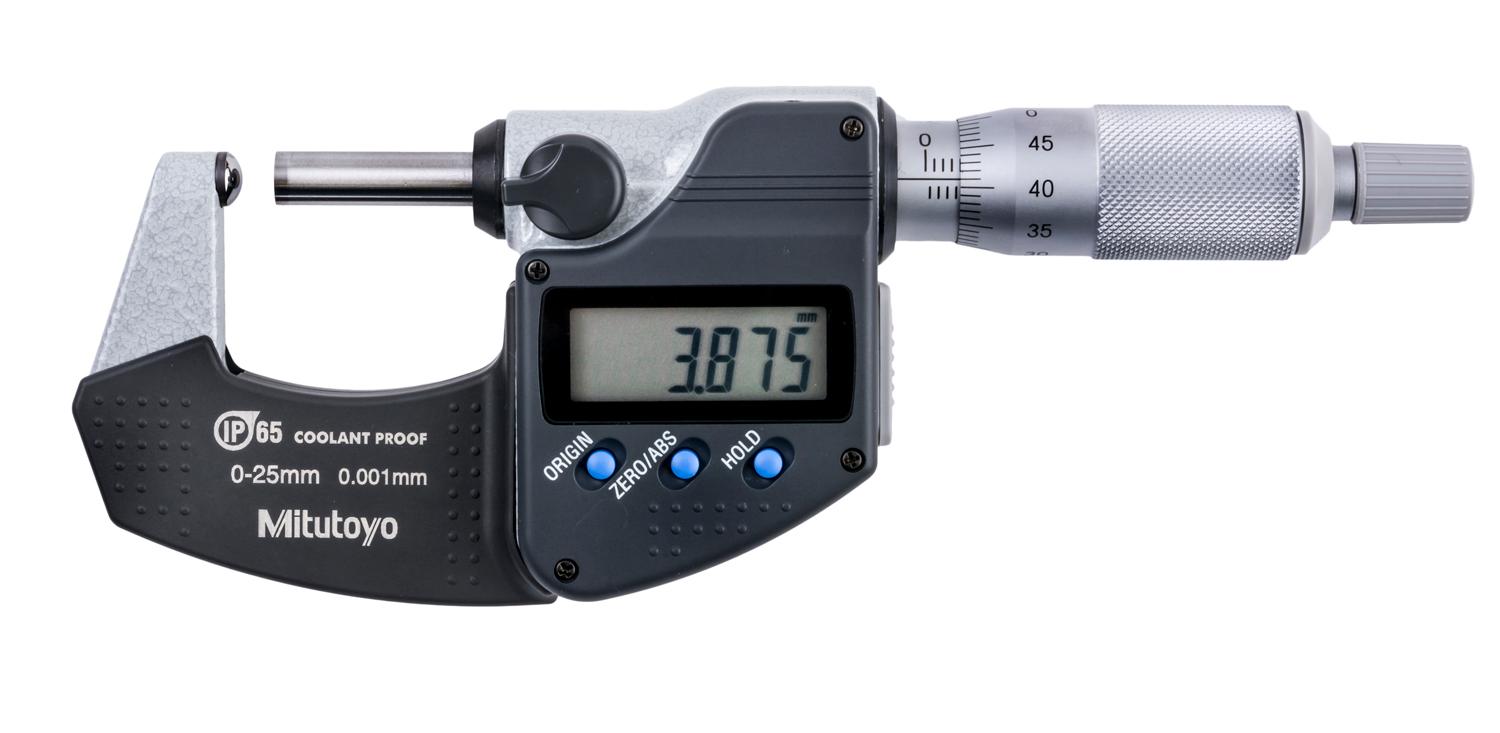 Mitutoyo, 395-251-30, MICROMETER, SPHERICAL FACE, S-F, 0-25MM, 0.001MM, IP65