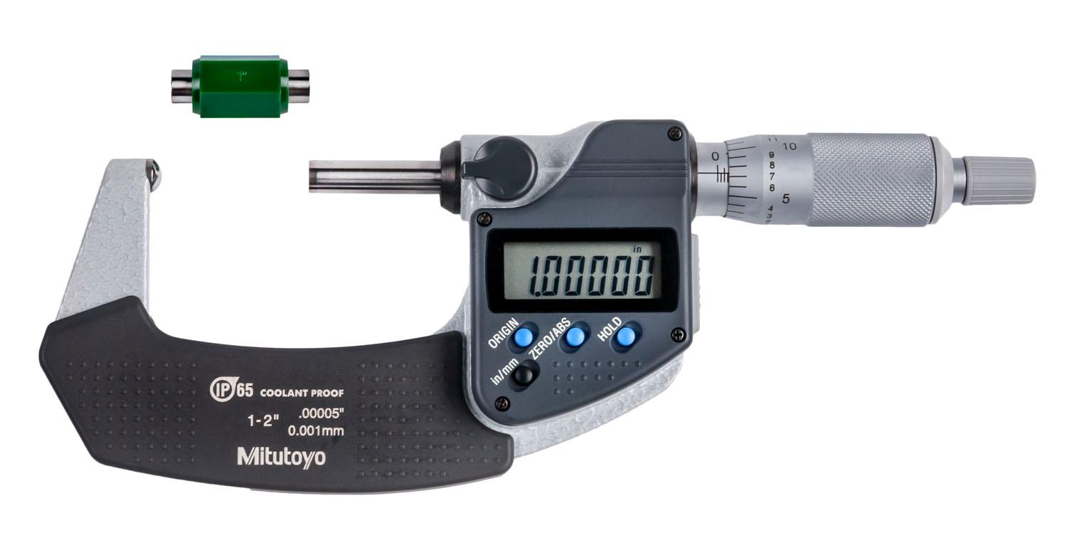 Mitutoyo, 395-352-30, MICROMETER, SPHERICAL FACE, S-F, 1-2 In, .00005 In/0.001MM, IP65