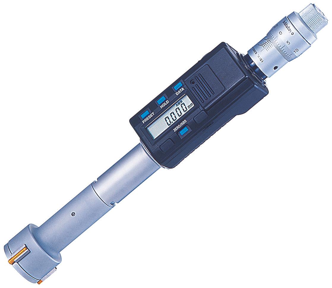 Mitutoyo, 468-266, .8-1 In/20.32-25.4mm, .00005 In/0.001mm, Digimatic Holtest, Titanium Nitride Coated Contact Points, With SPC Output, Ratchet Stop