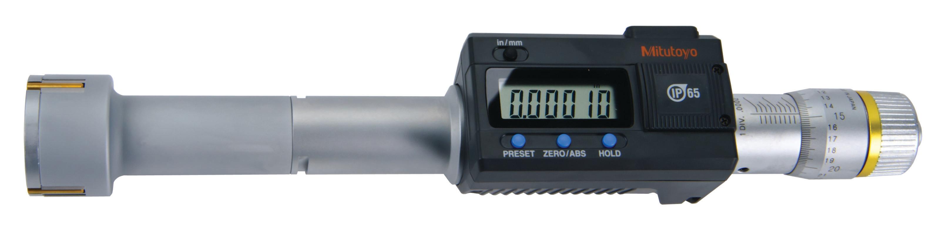 Mitutoyo, 468-268, 1.2-1.6 In/30.48-40.64mm, .00005 In/0.001mm, Digimatic Holtest, Titanium Nitride Coated Contact Points, With SPC Output, Ratchet Stop