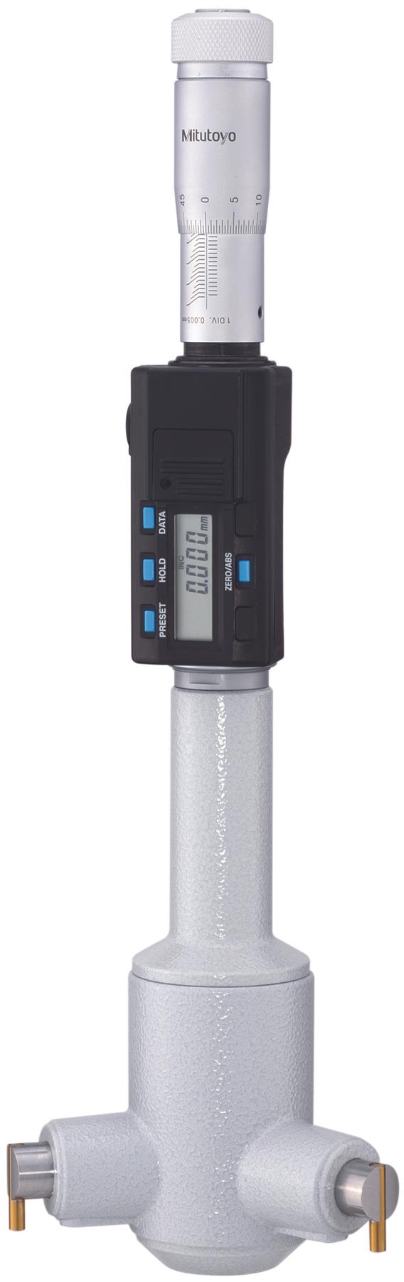 Mitutoyo, 468-271, 2.5-3 In/63.5-76.2mm, .00005 In/0.001mm, Digimatic Holtest, Titanium Nitride Coated Contact Points, With SPC Output, Ratchet Stop