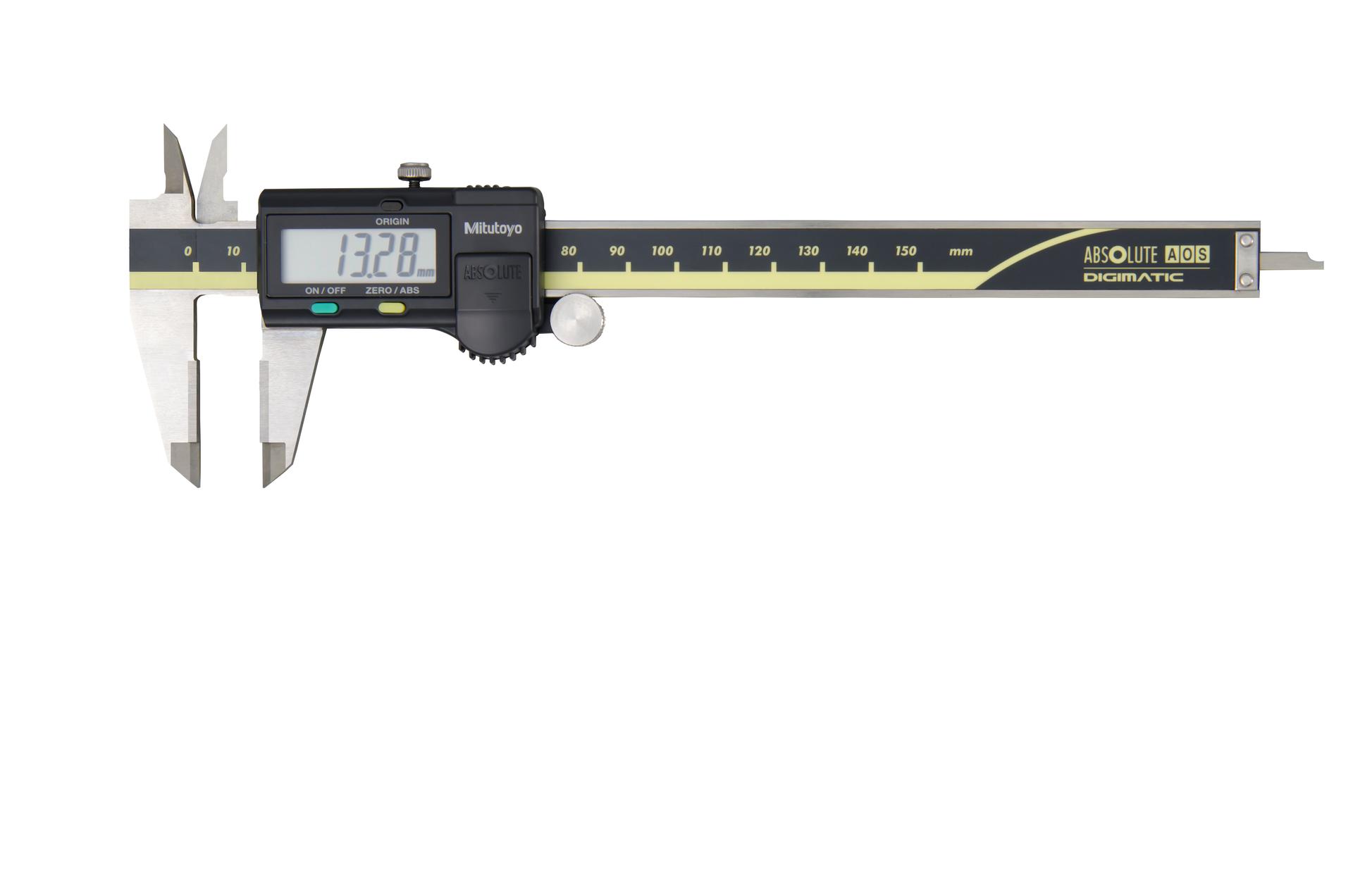 Mitutoyo, 500-154-30, 0-150mm, 0.01mm ABSOLUTE AOS Digimatic Caliper, Carbide-tipped OD jaws, With SPC Data Output