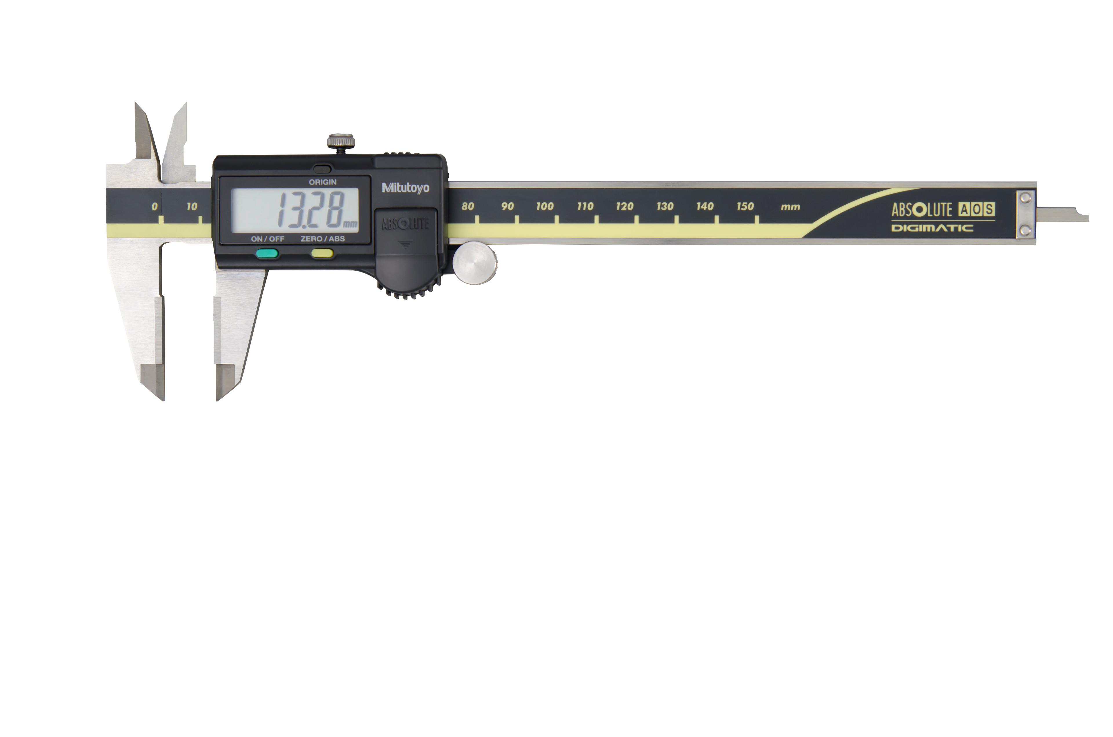Mitutoyo, 500-154-30, 0-150mm, 0.01mm ABSOLUTE AOS Digimatic Caliper, Carbide-tipped OD jaws, With SPC Data Output
