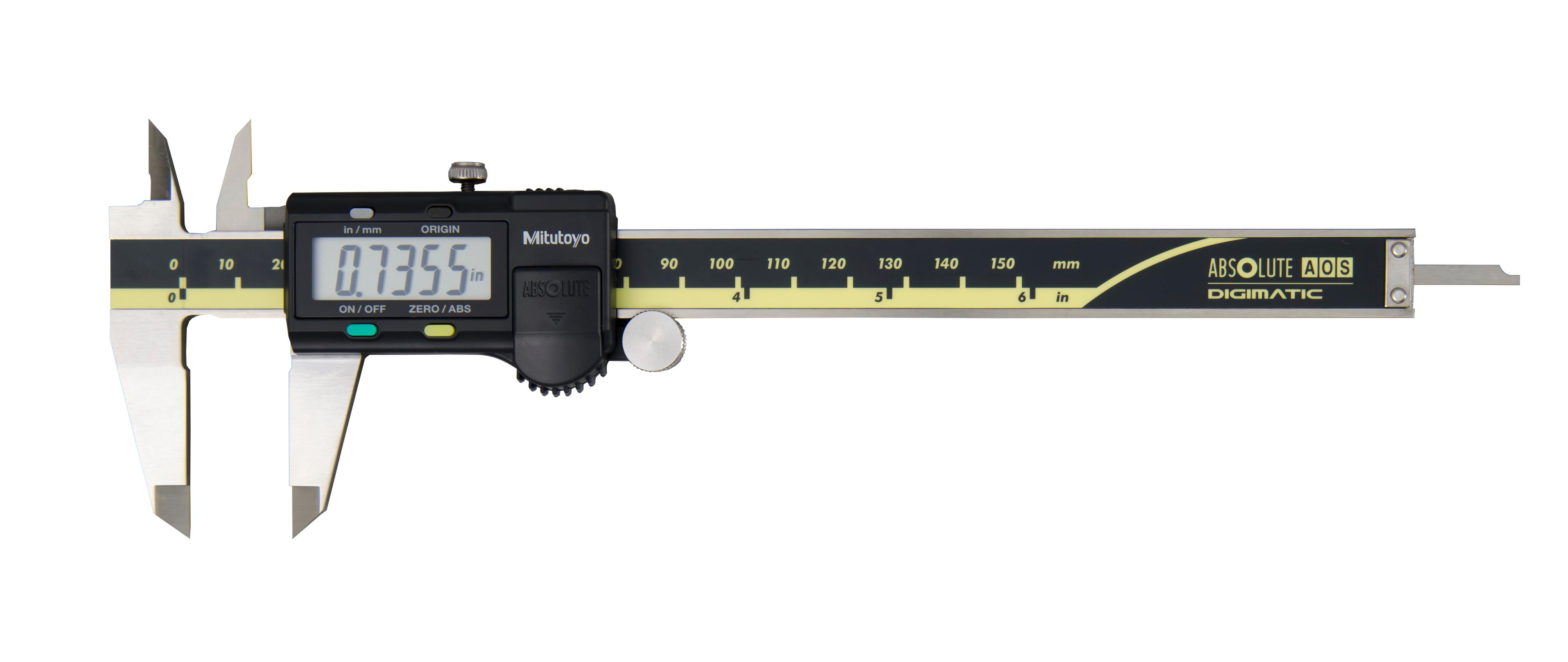 Mitutoyo, 500-171-30, 0-6 In/150mm, .0005 In/0.01mm ABSOLUTE AOS Digimatic Caliper, With SPC Data Output