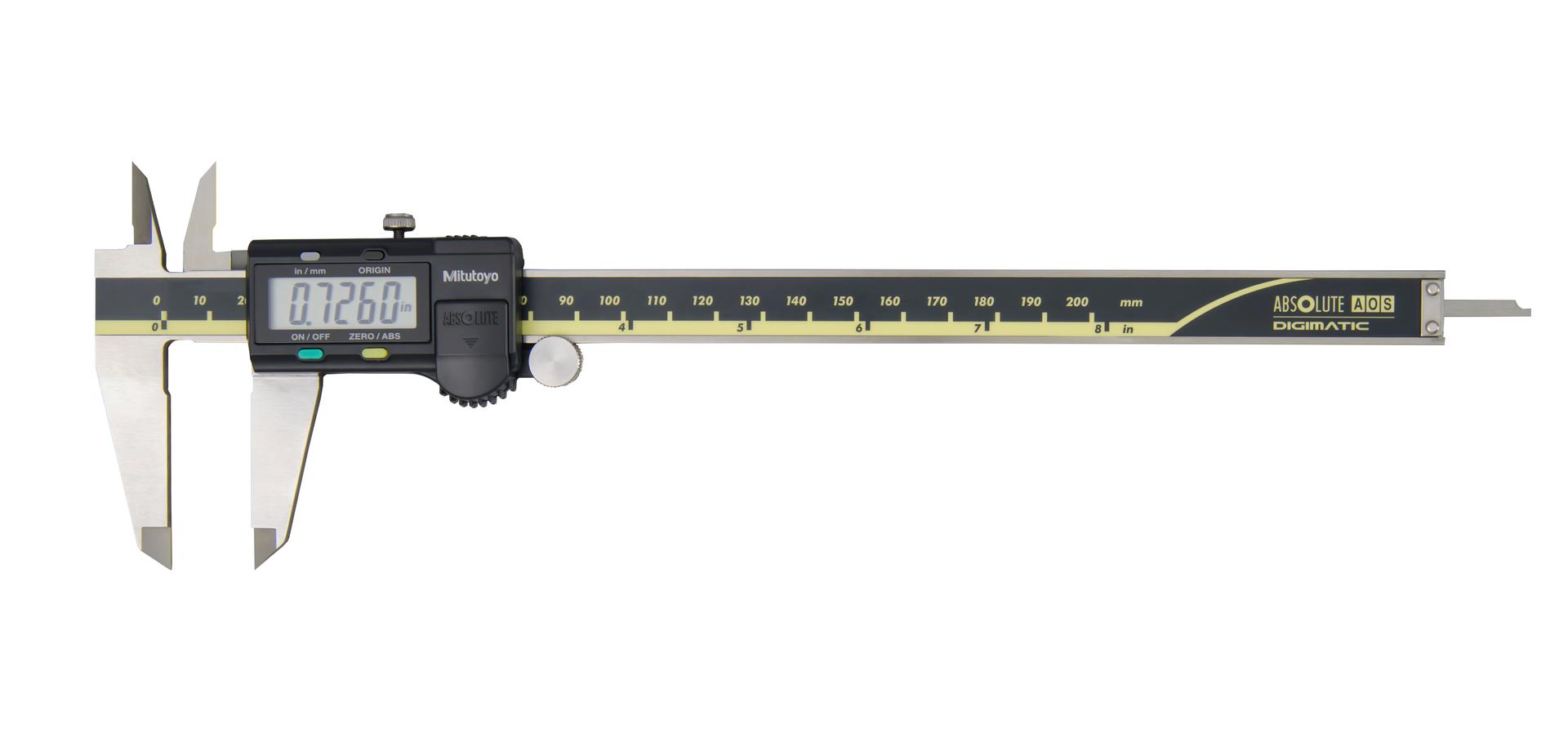 Mitutoyo, 500-172-30, 0-8 In/200mm, .0005 In/0.01mm ABSOLUTE AOS Digimatic Caliper, With SPC Data Output