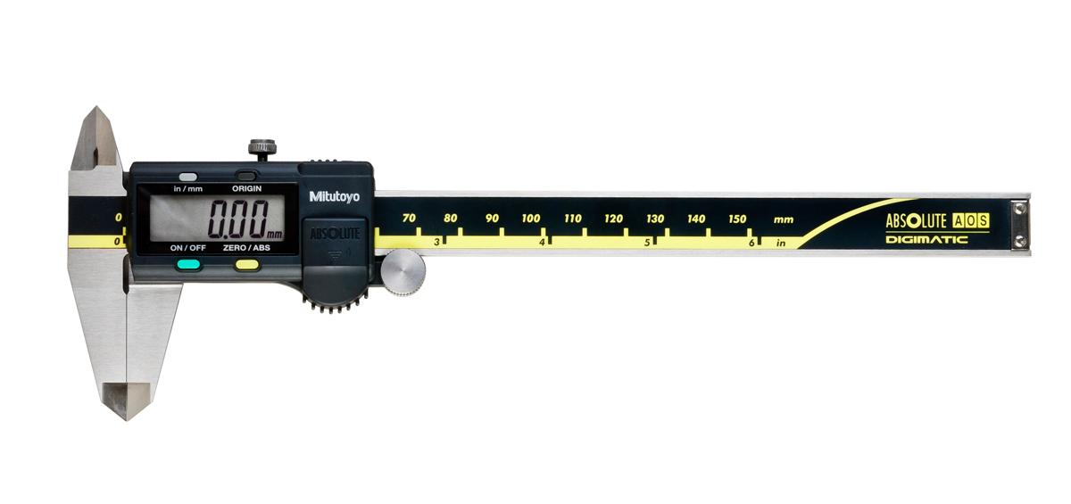 Mitutoyo, 500-178-30, 0-6 In/150mm, .0005 In/0.01mm ABSOLUTE AOS Digimatic Caliper, With SPC Data Output, .075 In Round Depth Bar