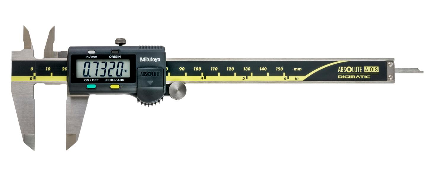 Mitutoyo, 500-196-30, 0-6 In/150mm, .0005 In/0.01mm ABSOLUTE AOS Digimatic Caliper, No Output
