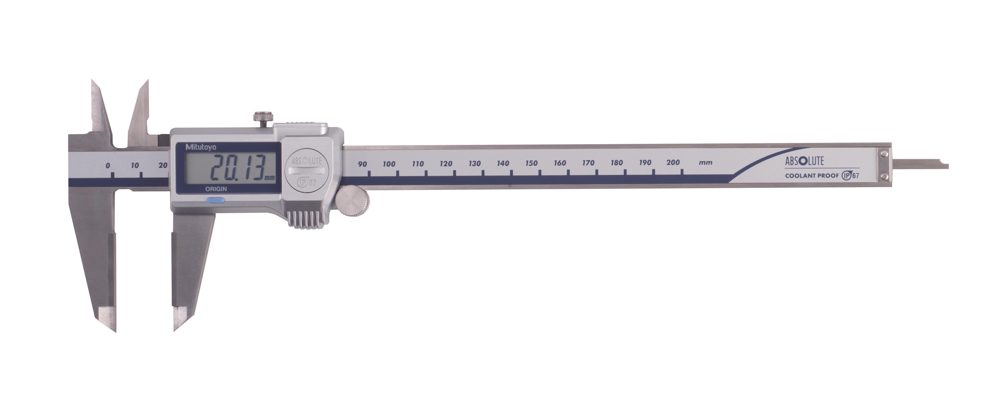 Mitutoyo, 500-722-20, CALIPER, DIGIMATIC, 0-200MM, IP67, 0.01MM, W/ SPC, CARBIDE OD