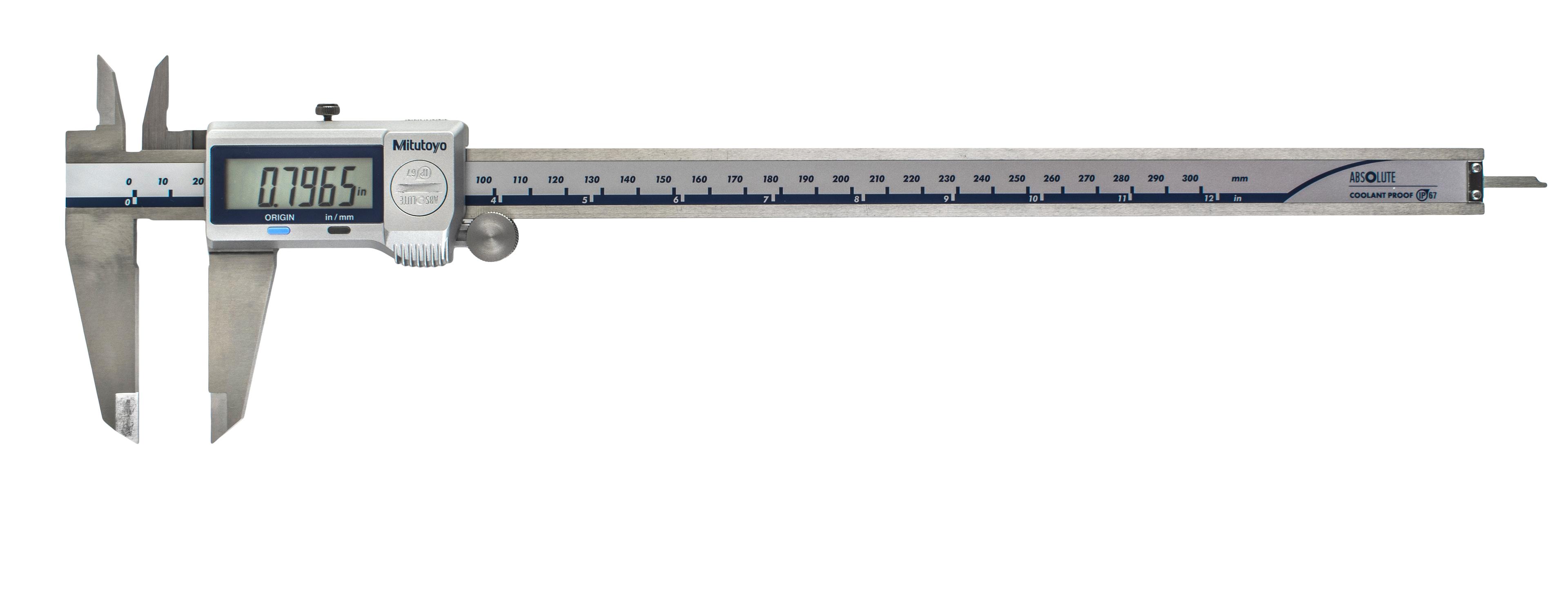 Mitutoyo, 500-754-20, 0-12 In/0-300mm, .0005 In/0.01mm, IP67 Absolute Coolant Proof Caliper, With Output