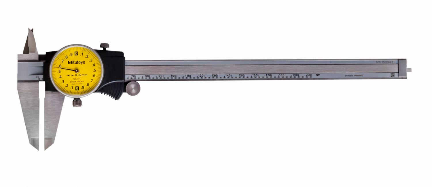 Mitutoyo, 505-731, 0-200mm, 0.02mm Dial Caliper, 2mm/Revolution