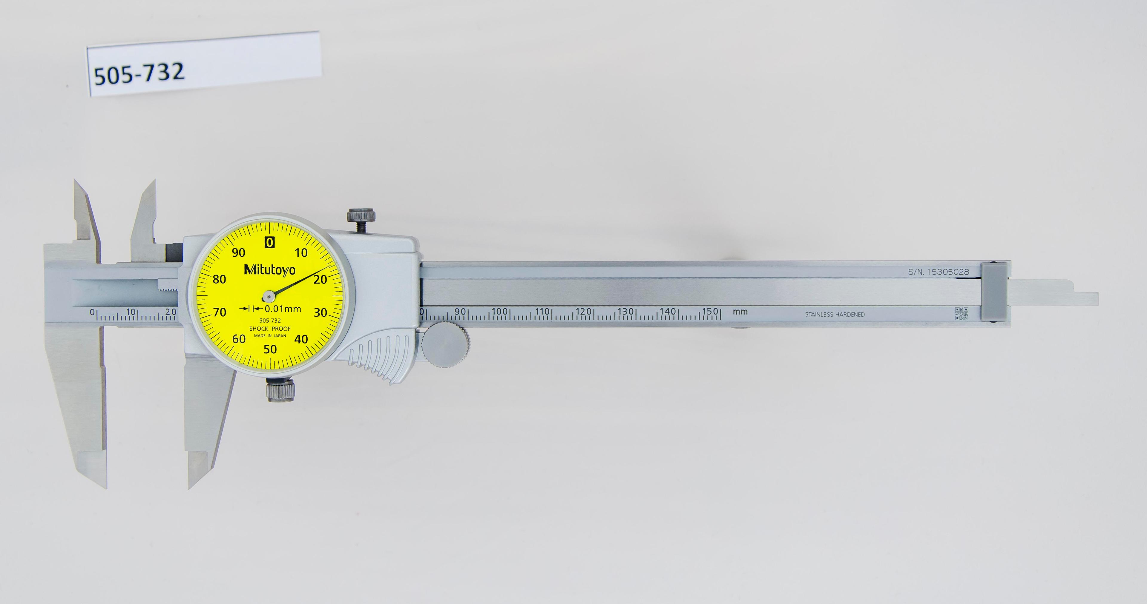 Mitutoyo, 505-732, 0-150mm, 0.01mm Dial Caliper, 1mm/Revolution
