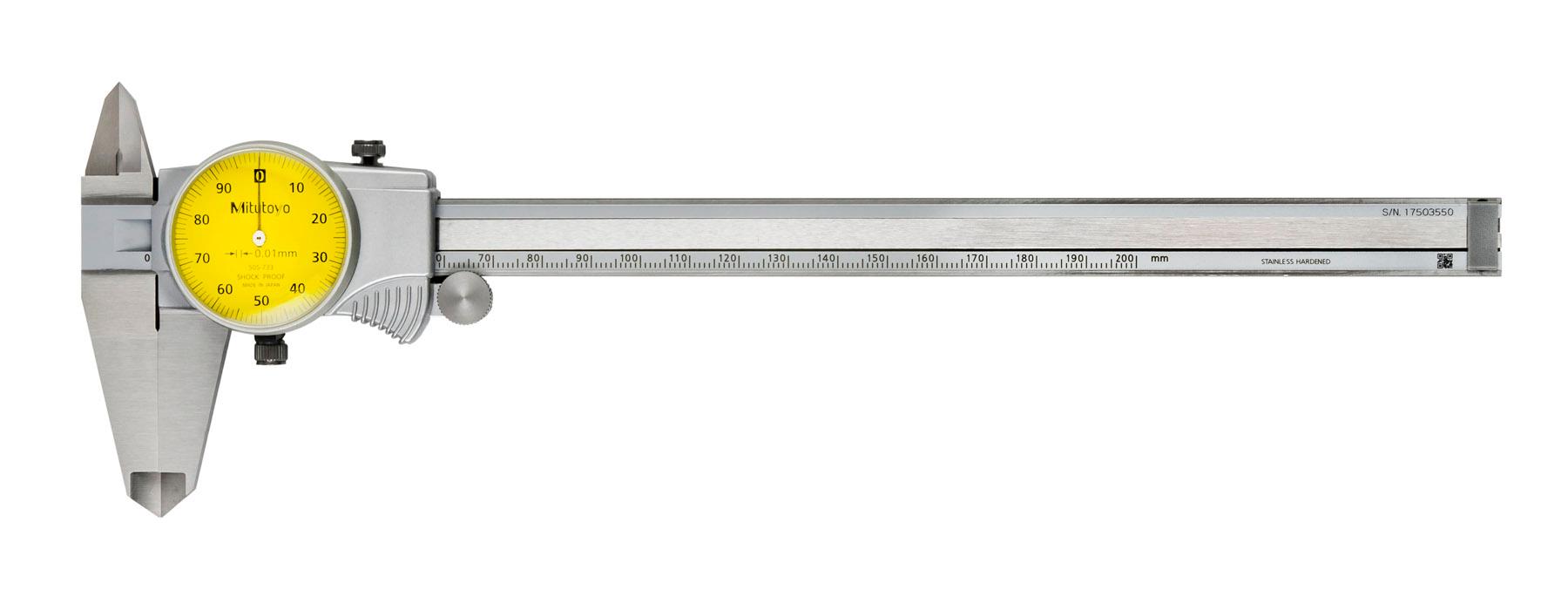 Mitutoyo, 505-733, CALIPER, DIAL, 1MM/REV, 0-200MM, 0.01MM