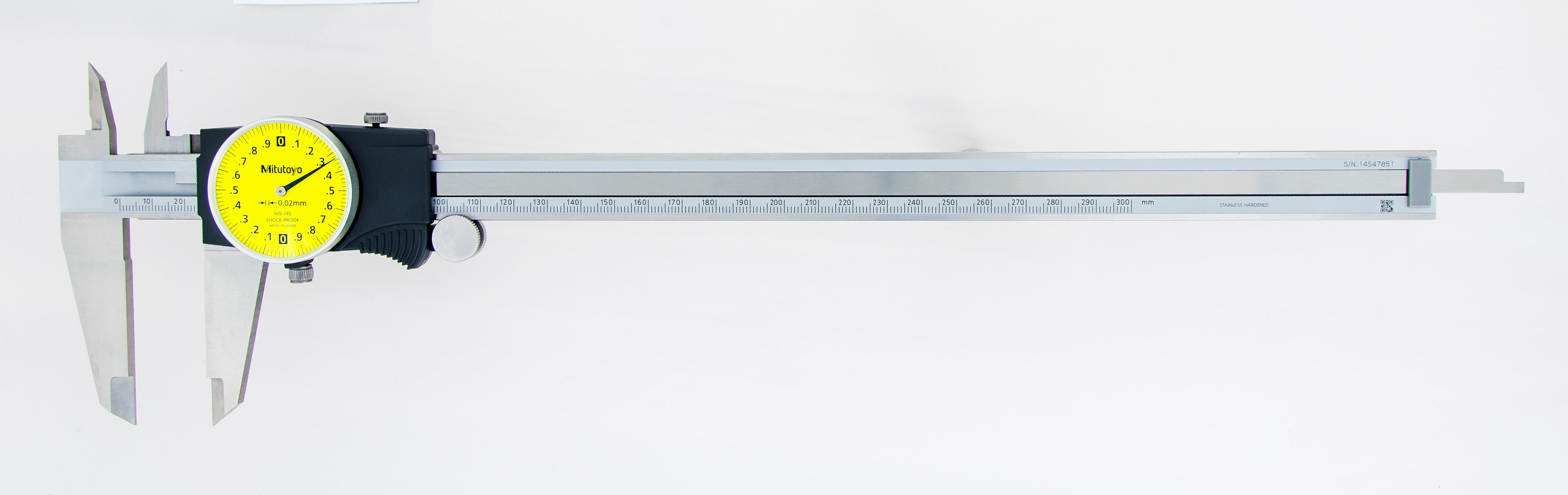 Mitutoyo, 505-745, 0-300mm, 0.02mm Dial Caliper, 2mm/Revolution