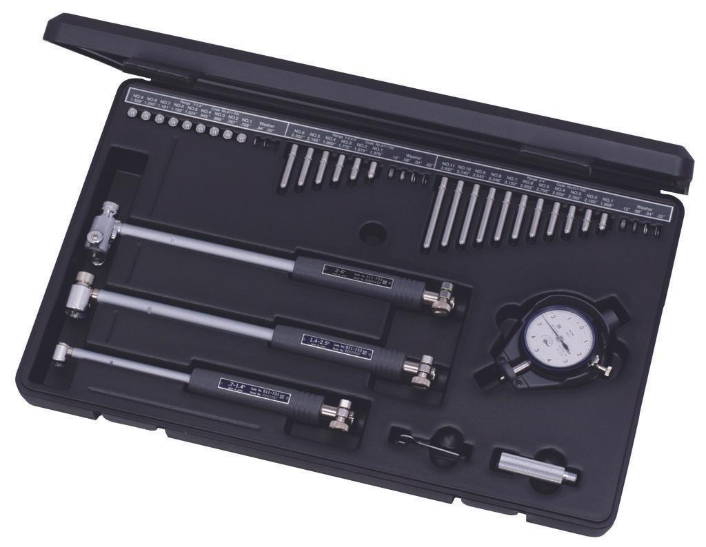 Mitutoyo, 511-932-20, .7--6 In Dial Bore Gage w/2923SB-10 dial indicator, .0001 In graduation