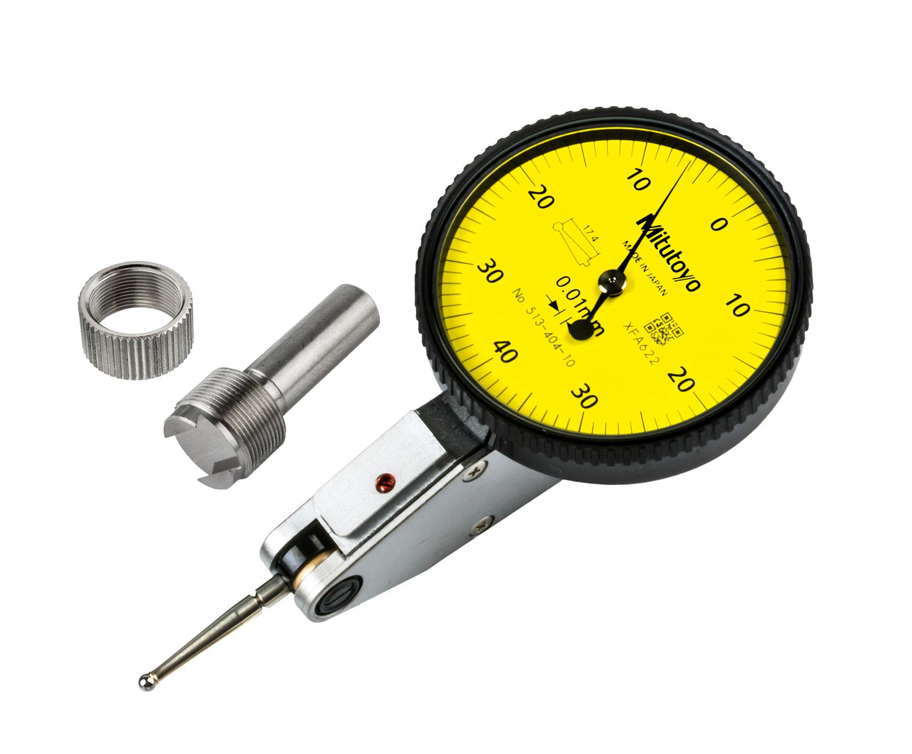 Mitutoyo, 513-404-10H, .01mm, .8mm, Dial Test Indicator, Gage Only, 0-40-0, 2mm Contact Point, 20.9mm Length, Anti-Magnet, Jeweled Bearing