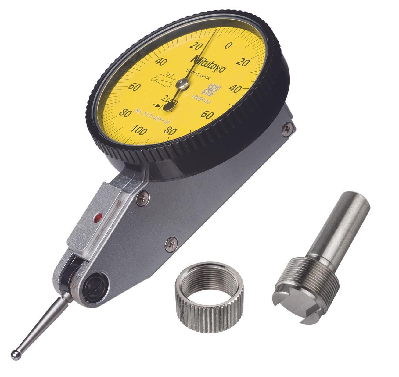 Mitutoyo, 513-405-10H, .002mm, .2mm, Dial Test Indicator, Gage Only, 0-100-0, 2mm Contact Point, 20.9mm Length, Anti-Magnet, Jeweled Bearing
