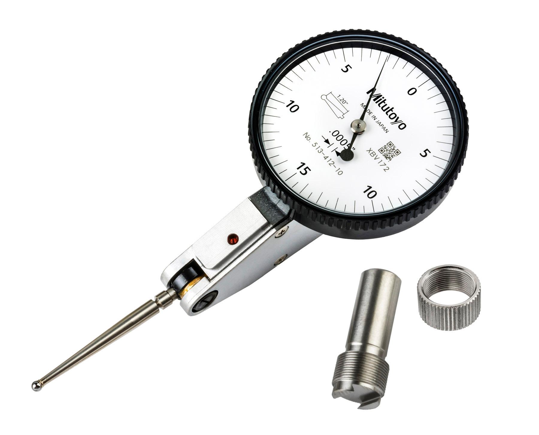 Mitutoyo, 513-412-10E, .0005 In, .03 In, Dial Test Indicator, Basic Set, 0-15-0, 3/8 In Stem, .079 In Contact Point, 33.9mm Length, Anti-Magnet, Jeweled Bearing, Long Contact Point