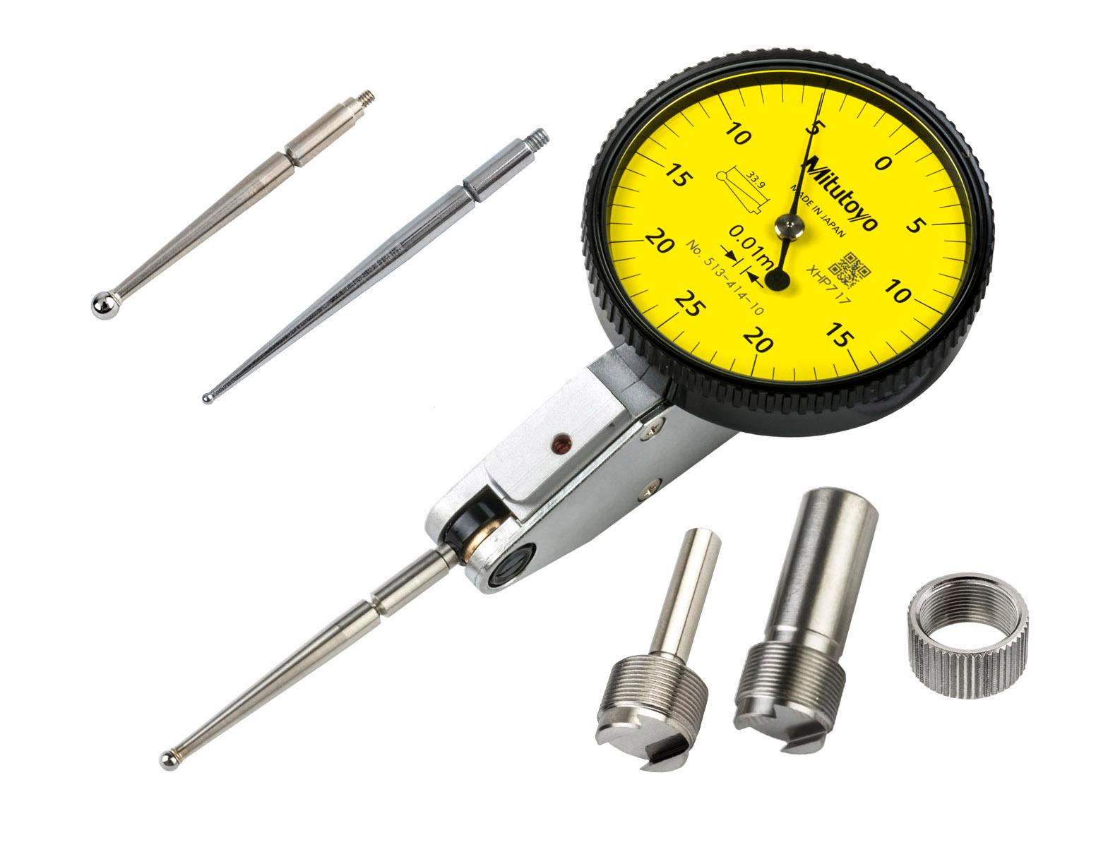 Mitutoyo, 513-414-10A, DIAL TI, MID SET, STANDARD, 0.5 MM, 0.01 MM GRAD, LONG TIP, YELLOW DIAL